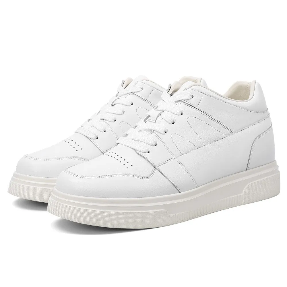 8 CM/3.15 Inches CMR CHAMARIPA Stylish White Leather Elevator Sneakers for Men