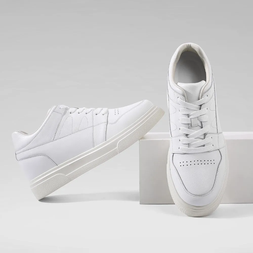 8 CM/3.15 Inches CMR CHAMARIPA Stylish White Leather Elevator Sneakers for Men