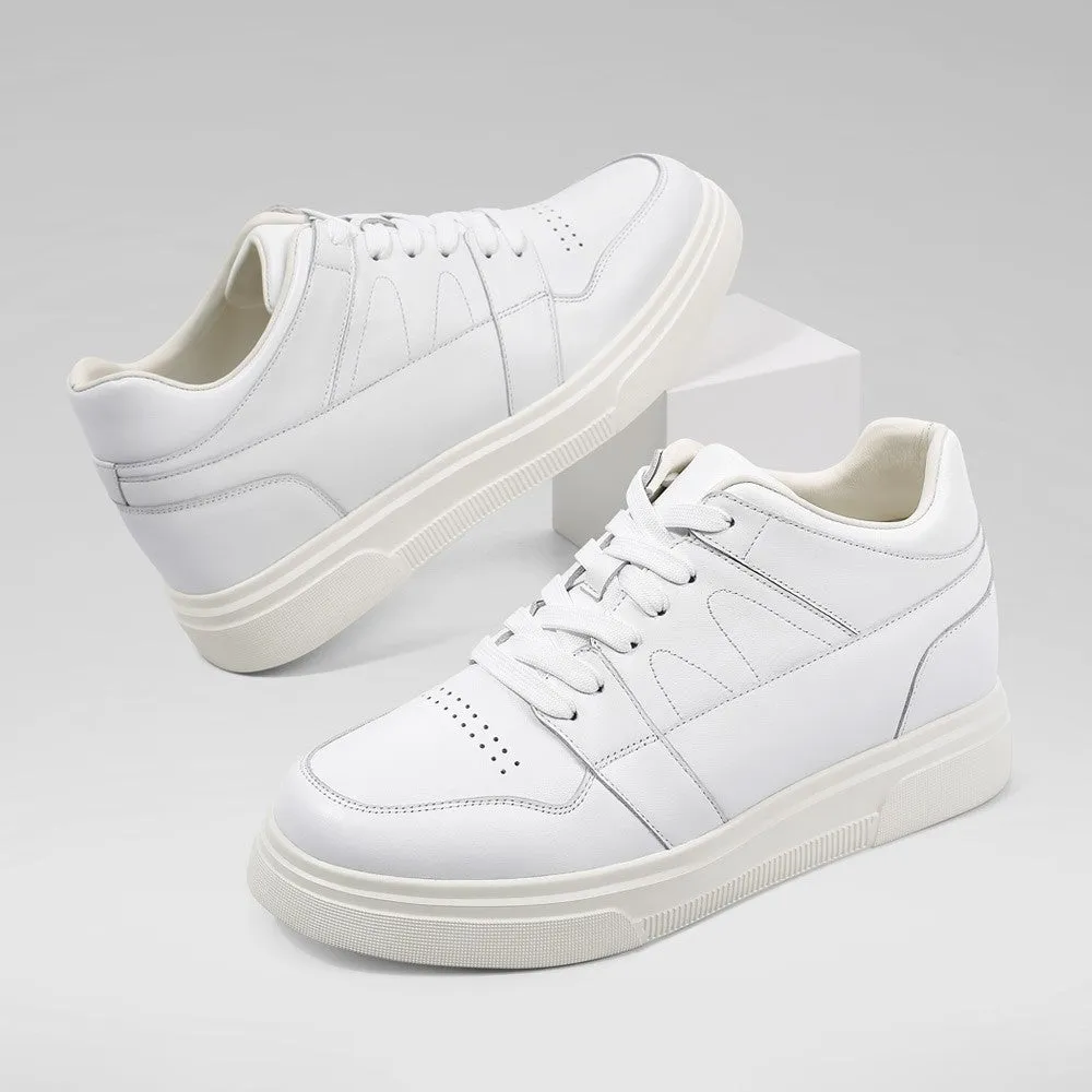 8 CM/3.15 Inches CMR CHAMARIPA Stylish White Leather Elevator Sneakers for Men