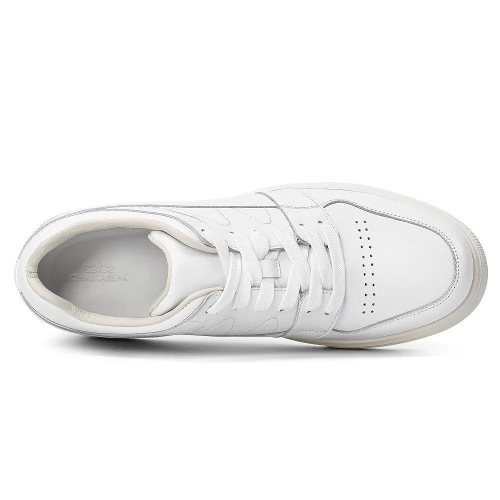 8 CM/3.15 Inches CMR CHAMARIPA Stylish White Leather Elevator Sneakers for Men