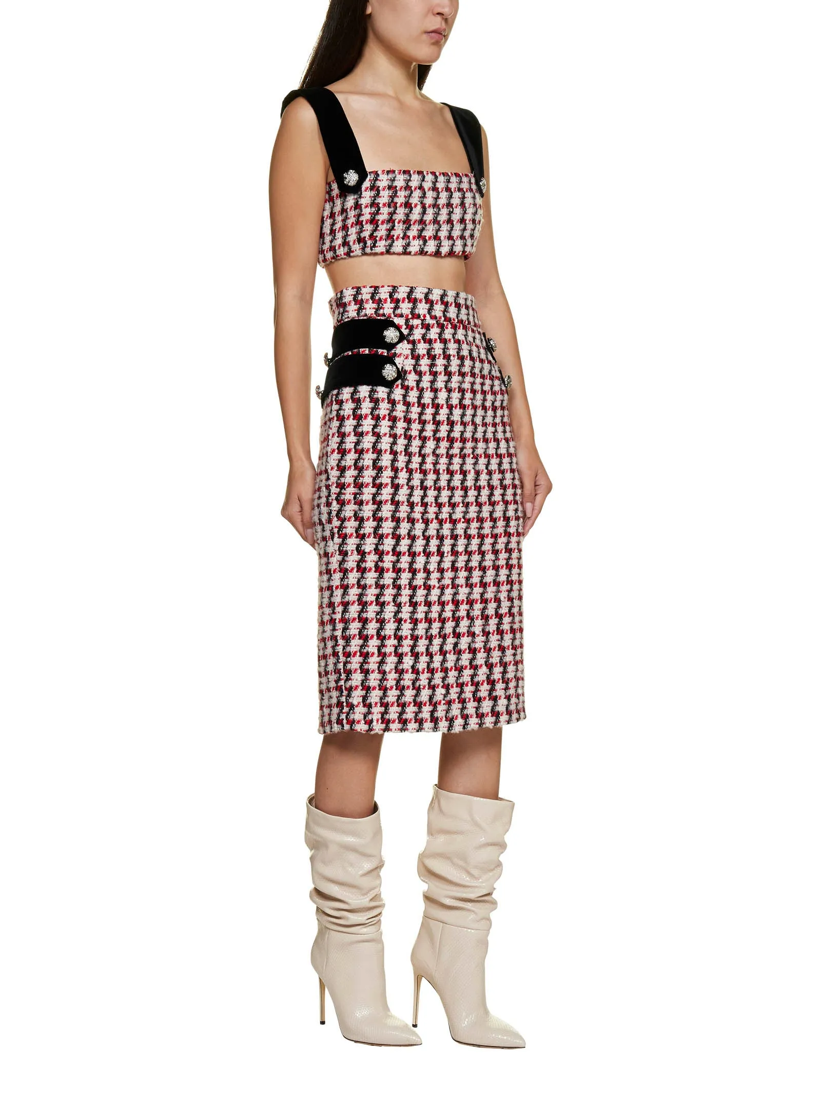 Amen Knee-Length Tweed Pencil Skirt