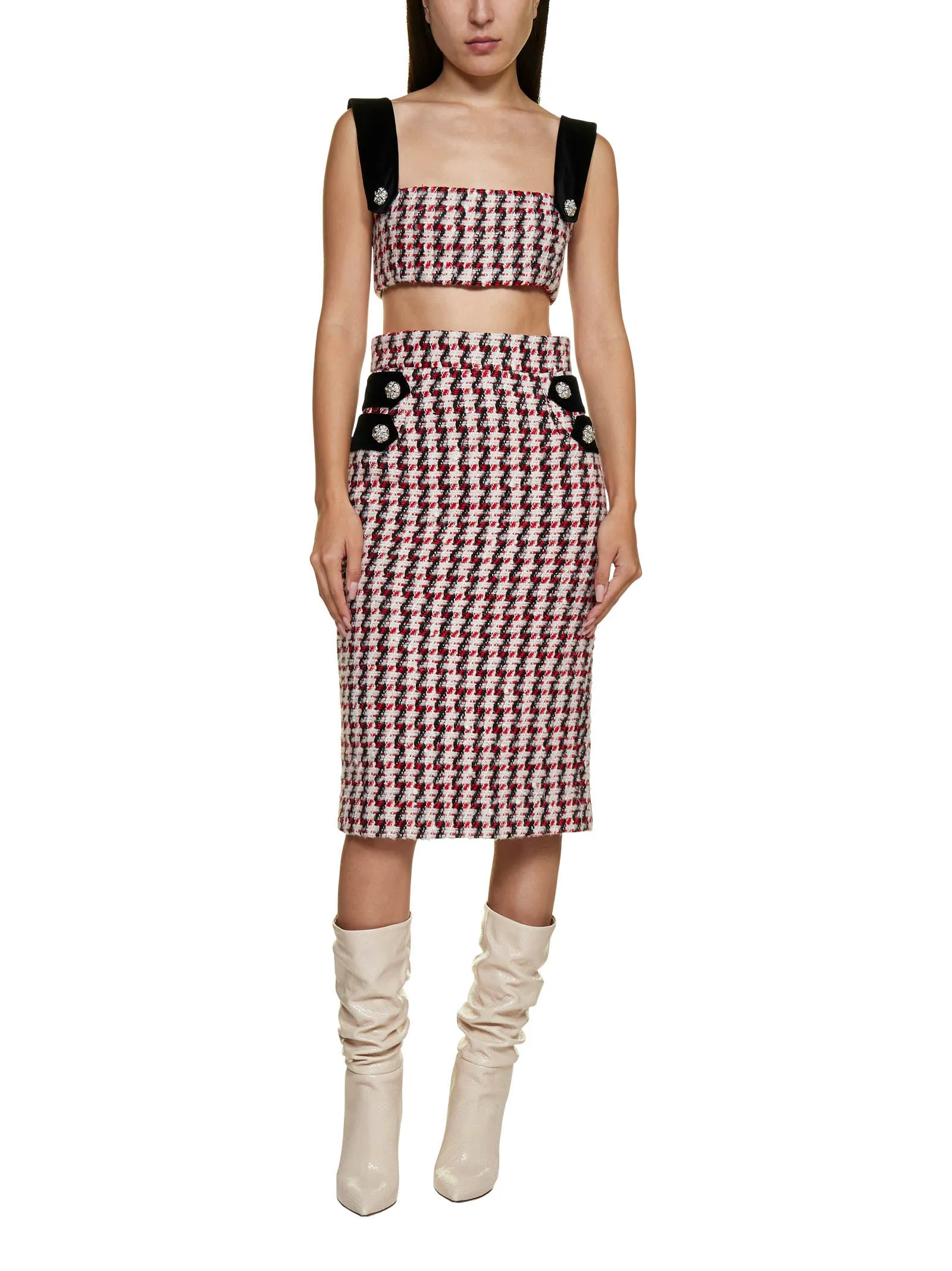 Amen Knee-Length Tweed Pencil Skirt