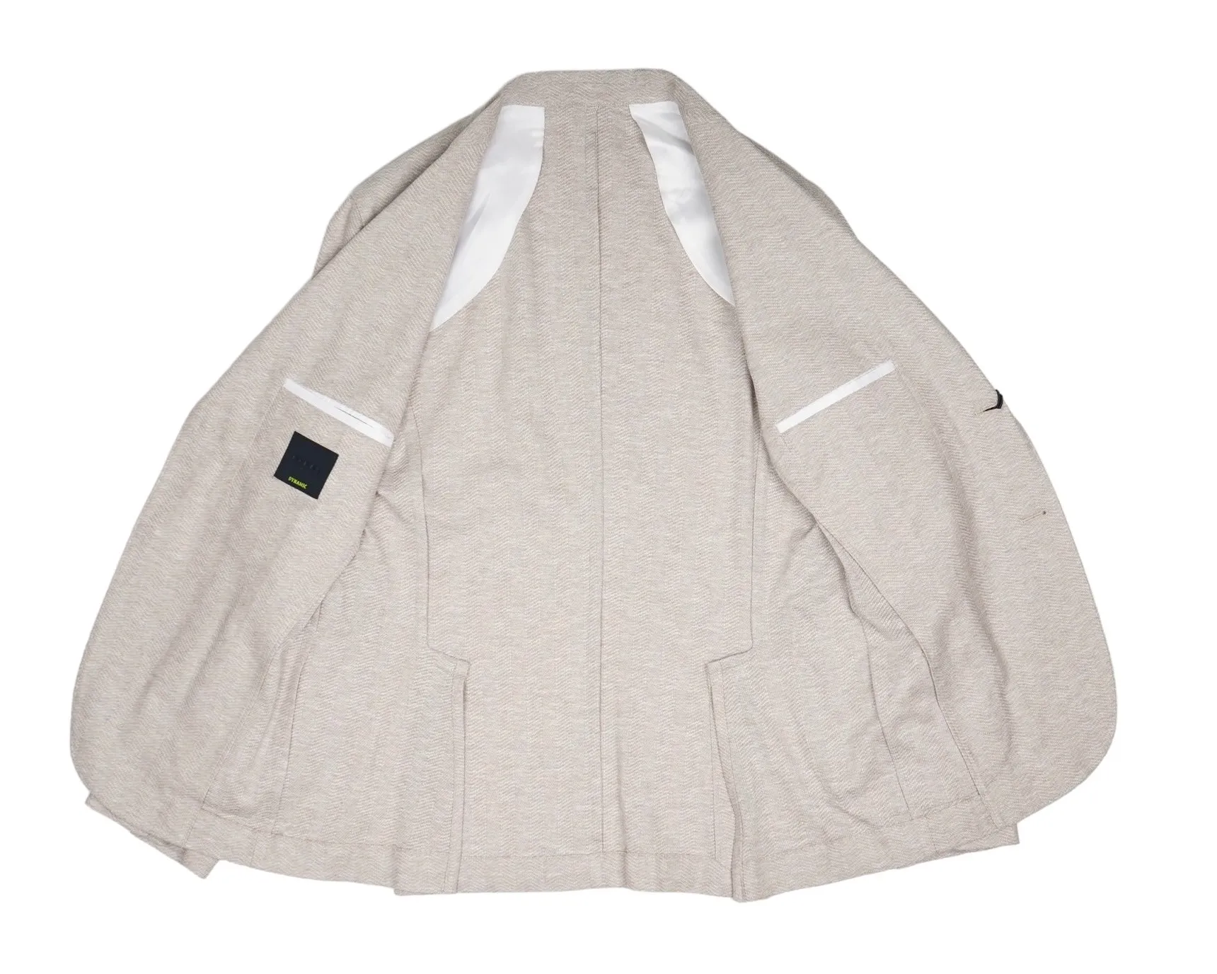 Barba Napoli - Beige Herringbone Cotton/Linen Sports Jacket 48