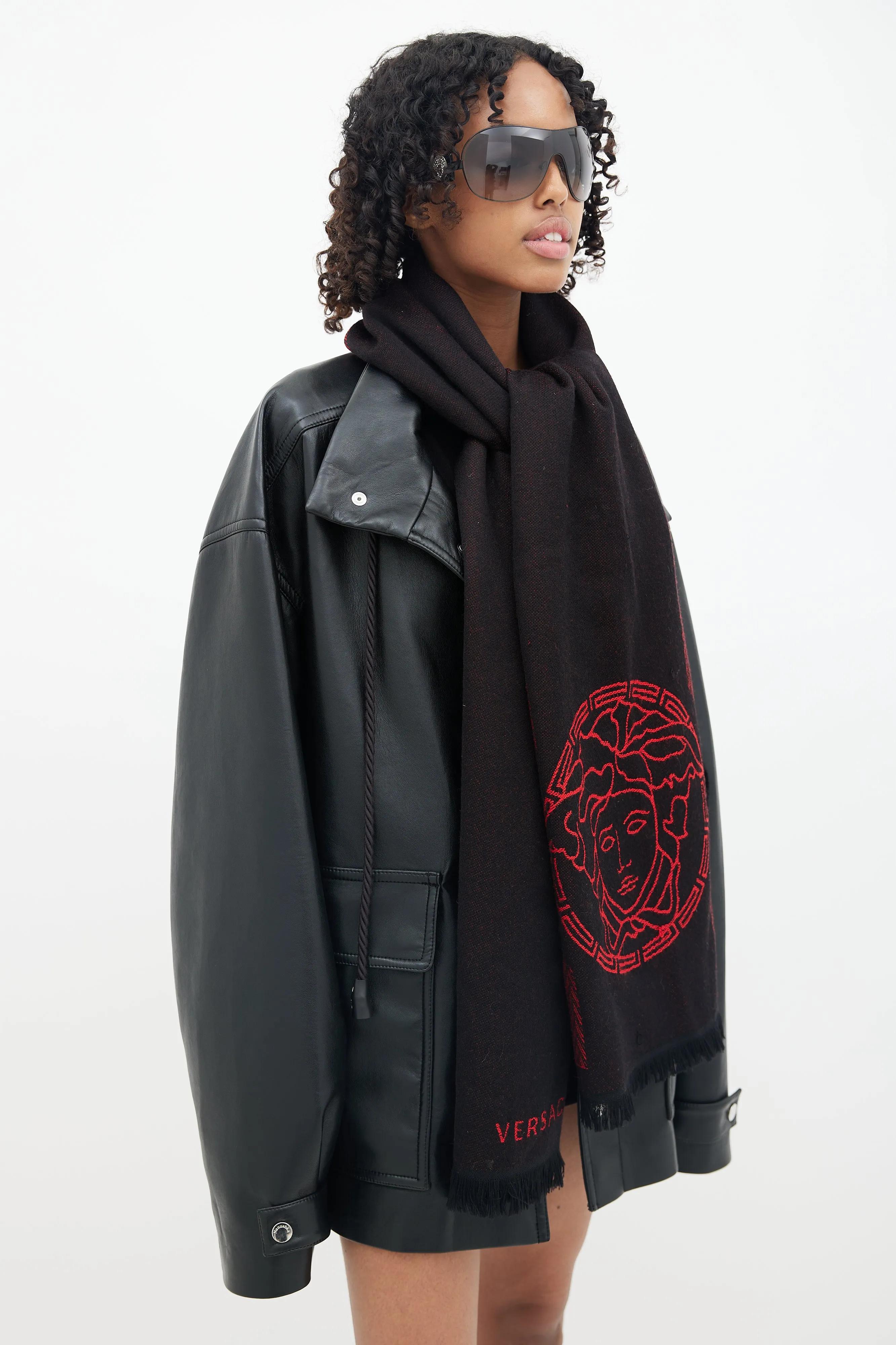 Black & Red Wool Medusa Scarf
