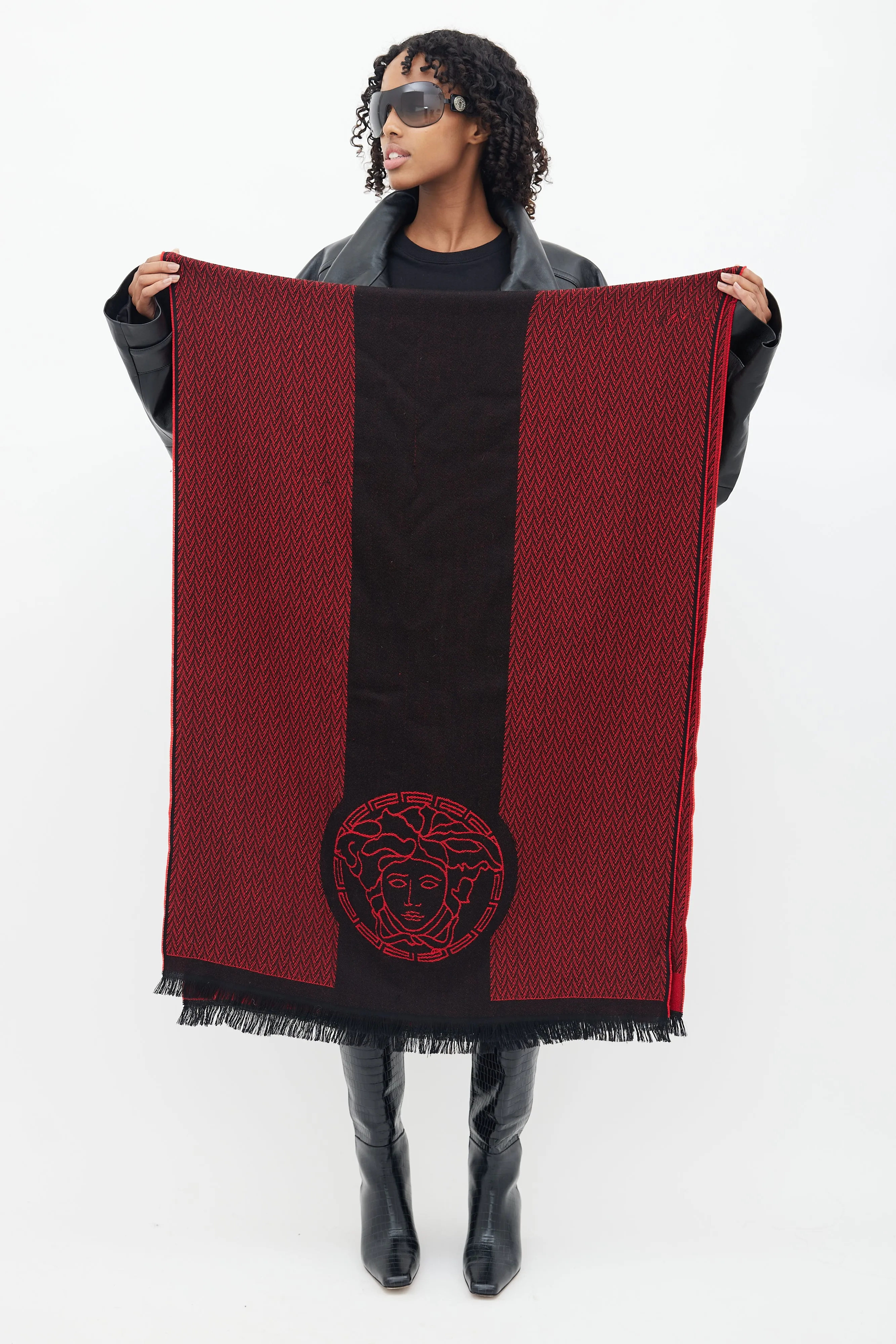 Black & Red Wool Medusa Scarf