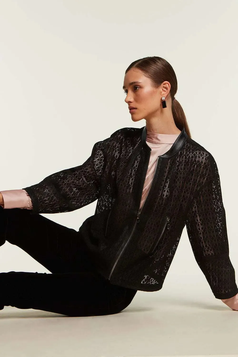 Black leather jacket perforated