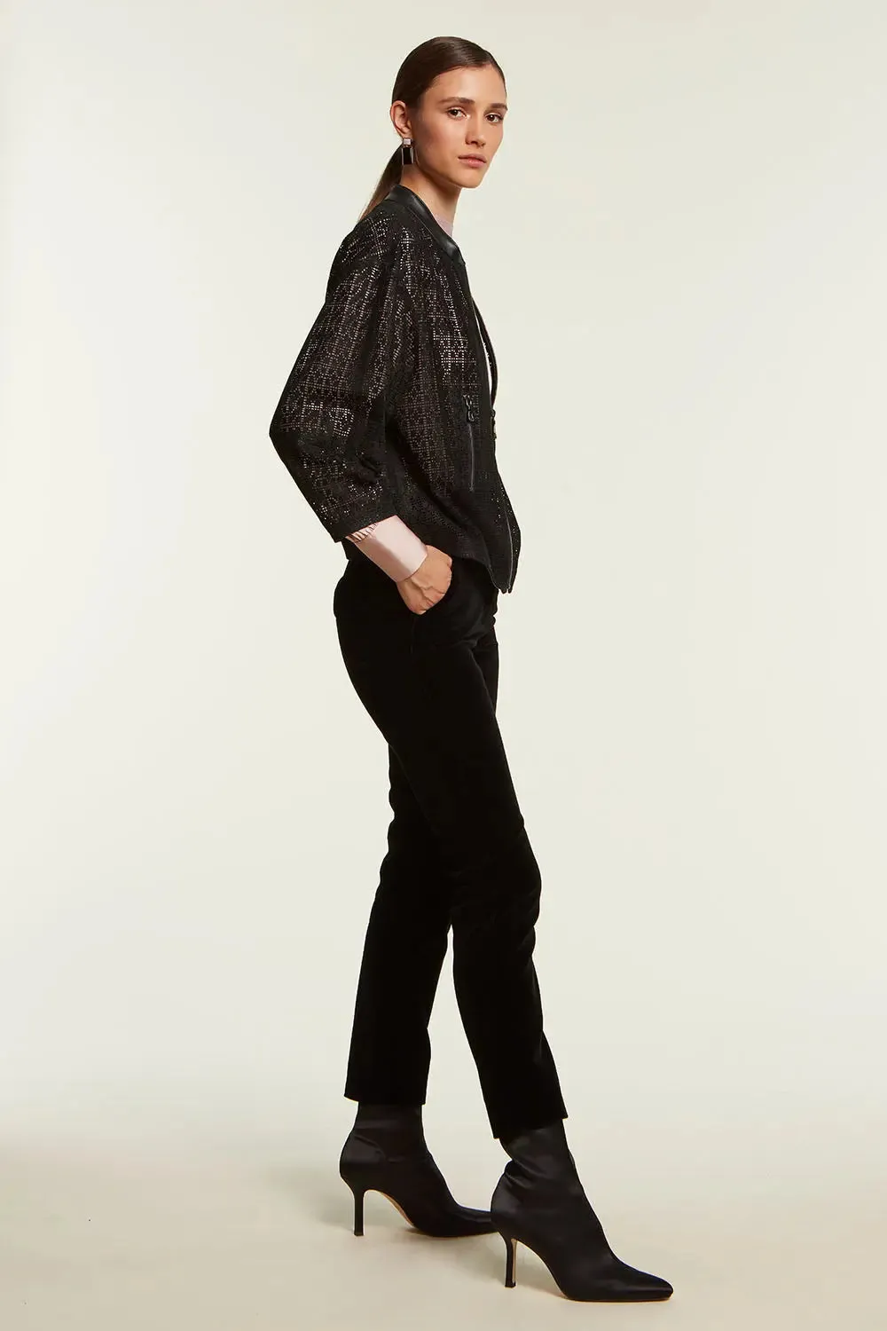 Black leather jacket perforated