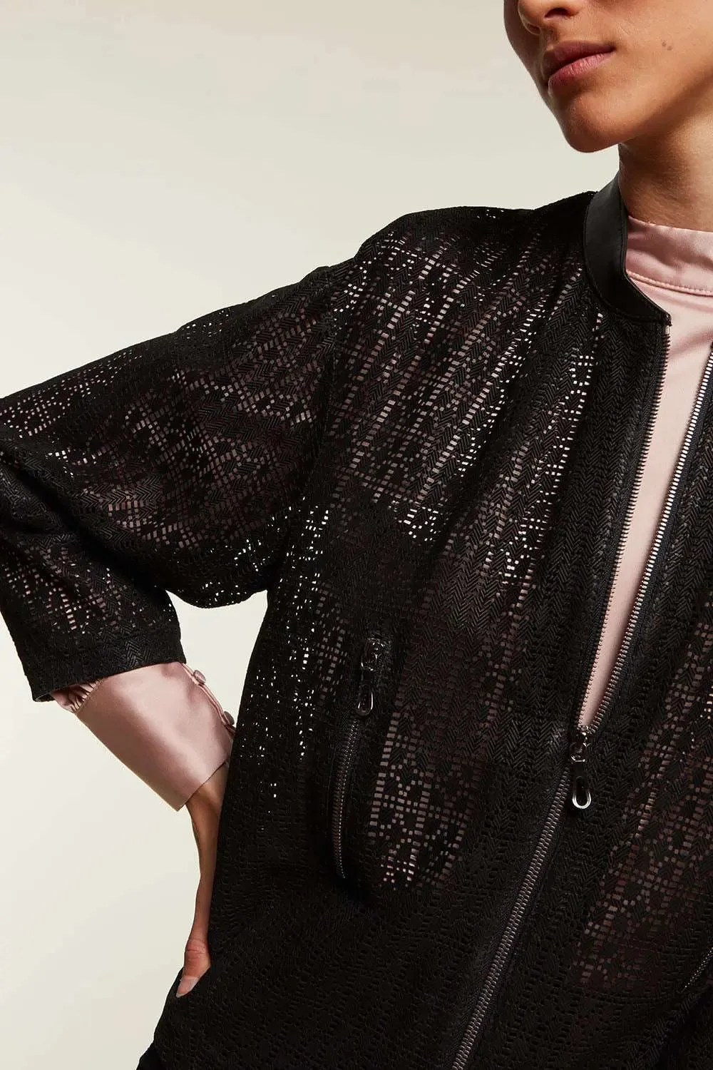 Black leather jacket perforated