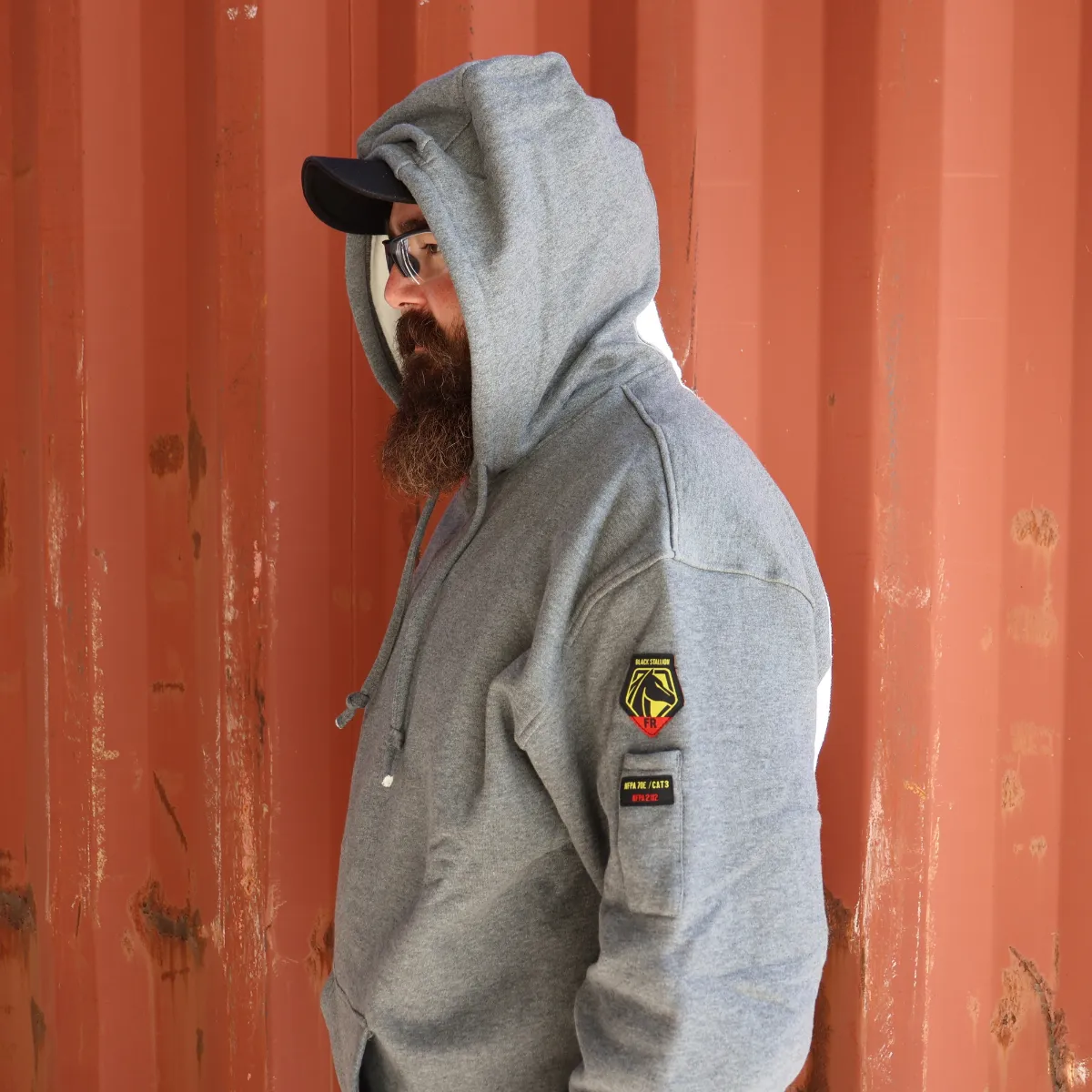Black Stallion 12 oz. AR/FR Cotton Pullover Hooded Sweatshirt - JF1340-GY