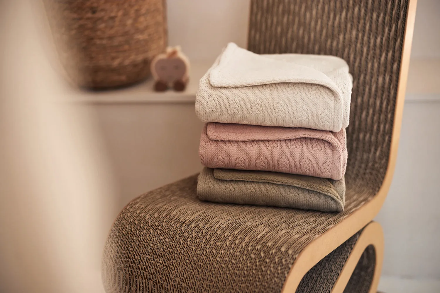 Blanket Cradle 75x100cm Grain Knit - Wild Rose/Velvet