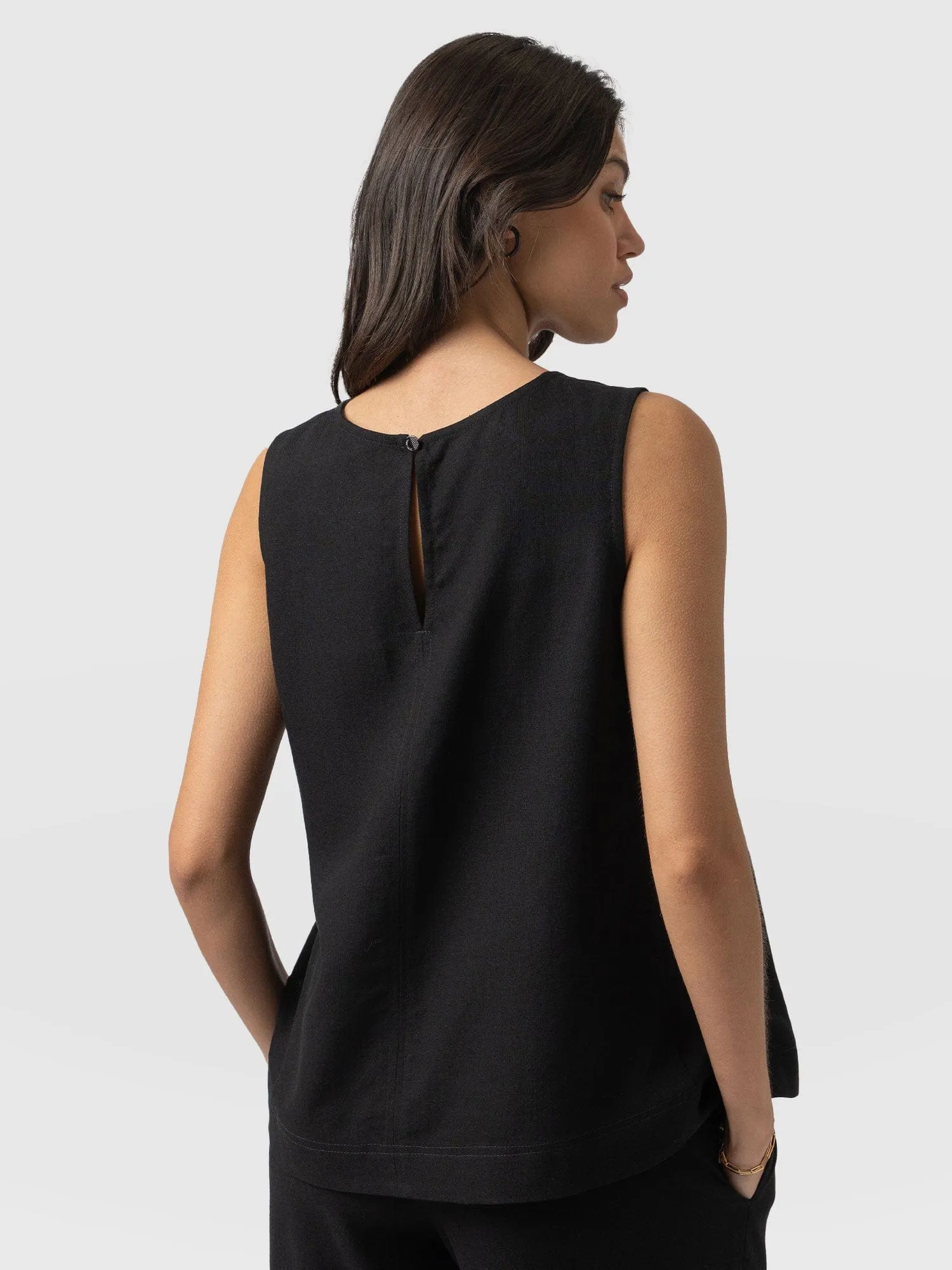 Corinne Linen Tunic  - Black