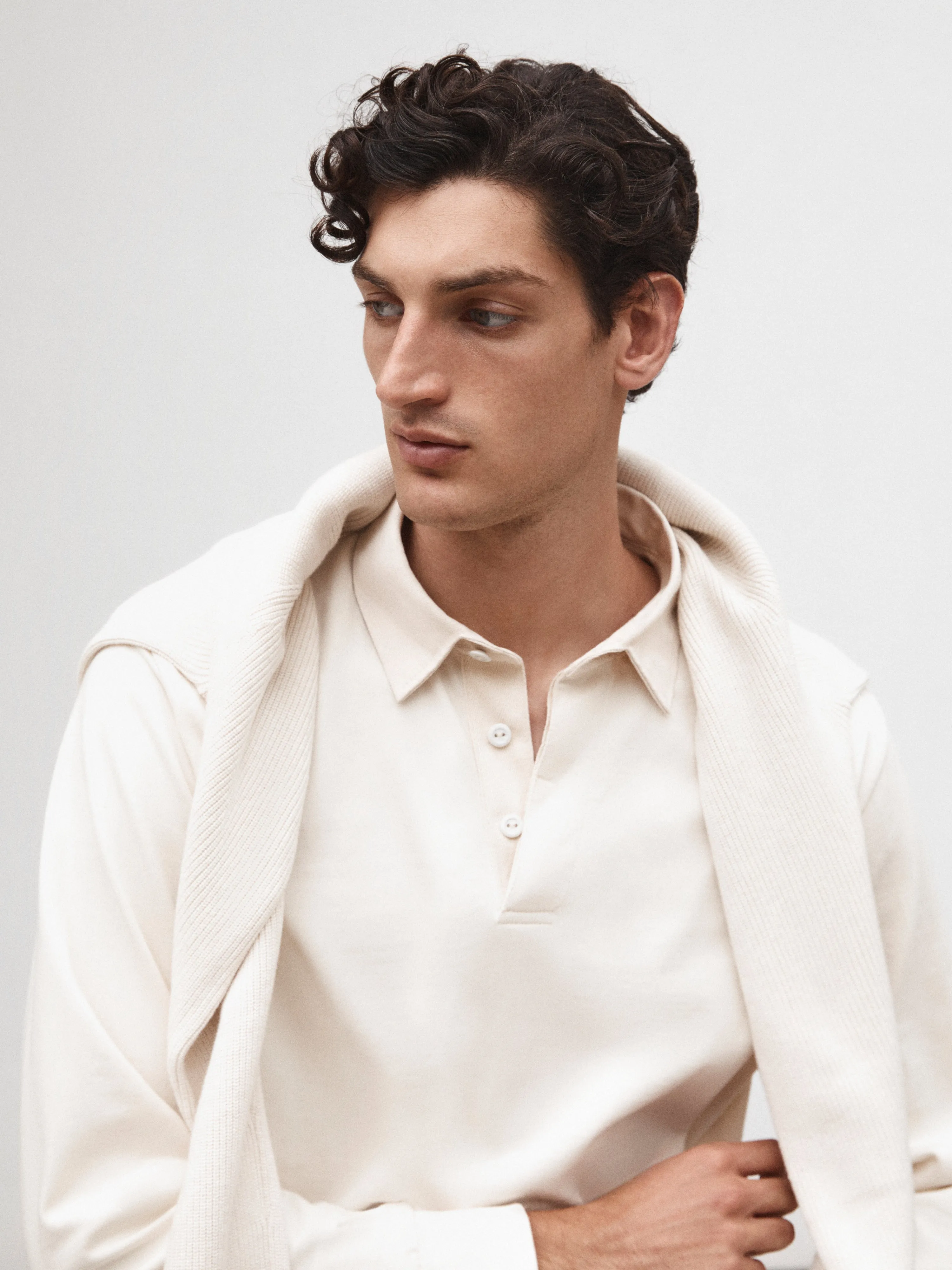 Cotton Rugby Shirt in Off-White
