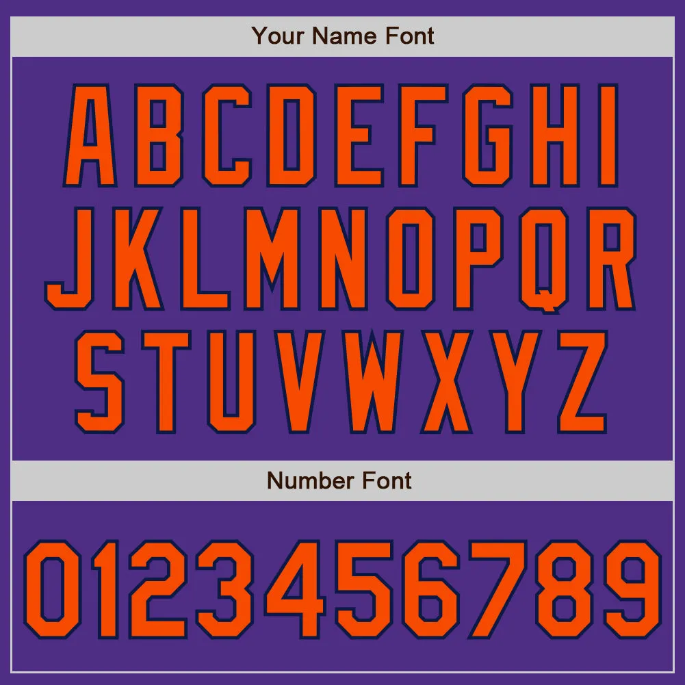 Custom Purple Orange-Navy Bomber Full-Snap Varsity Letterman Jacket