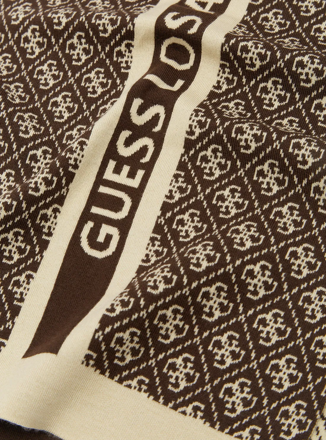 Dark Brown Logo Knit Scarf
