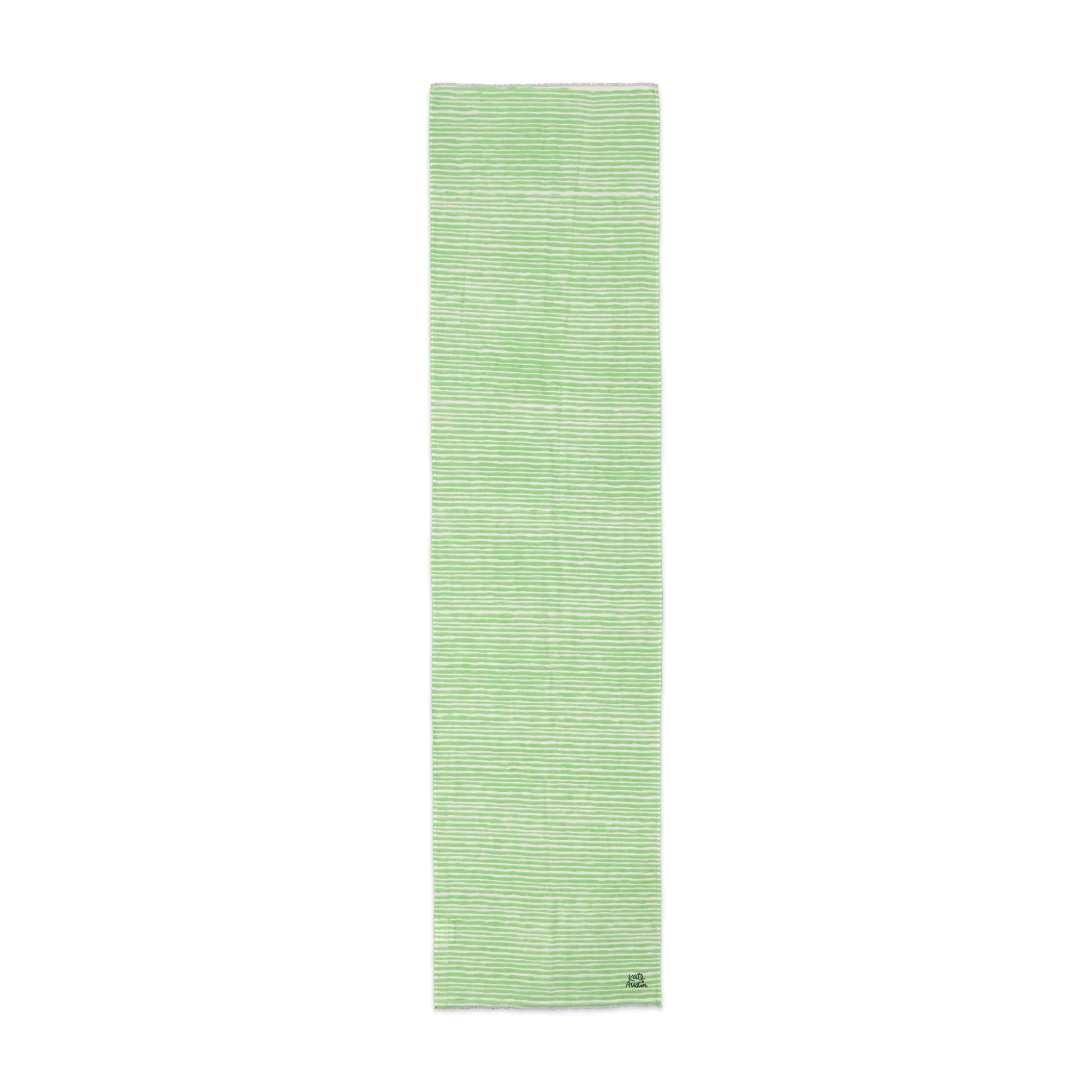 Donna Scarf in Green White Wavy Stripe