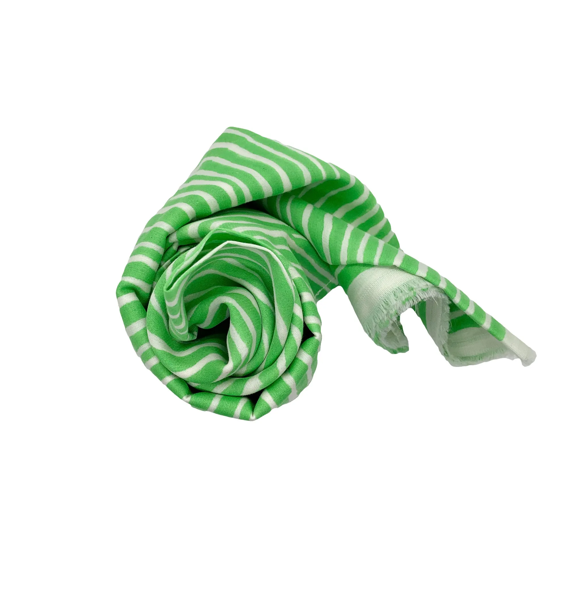 Donna Scarf in Green White Wavy Stripe