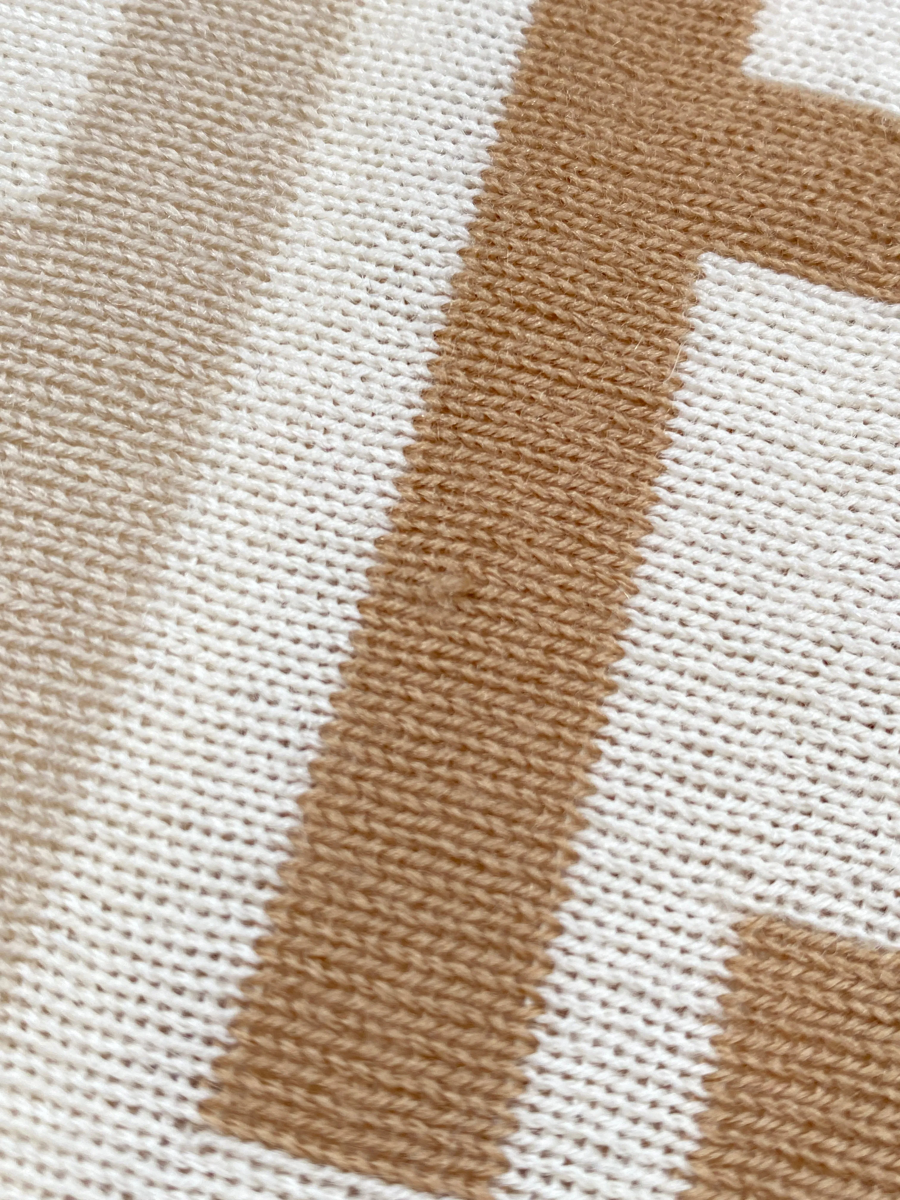 FENDI - FF KNIT SCARF 100% WOOL CREAM BEIGE BROWN - 166 x 25 CM