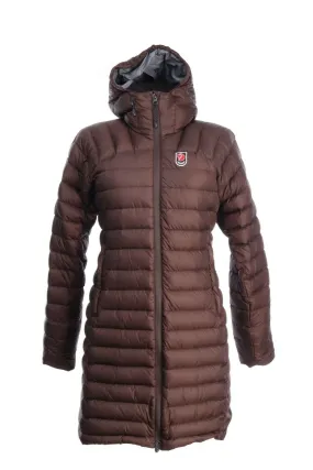 FJALLRAVEN Brown Hooded Quilted Down Long Coat Size S
