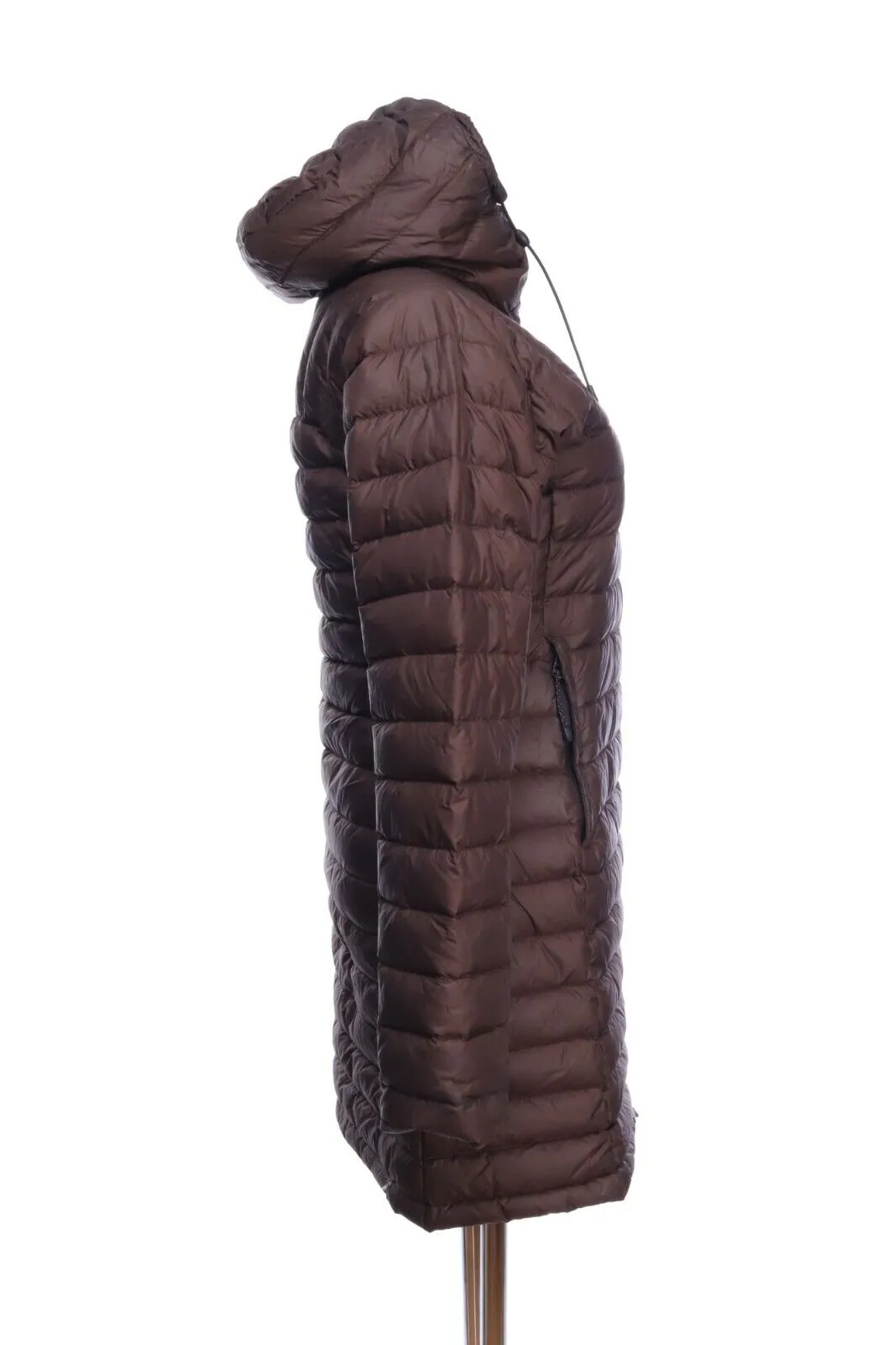 FJALLRAVEN Brown Hooded Quilted Down Long Coat Size S