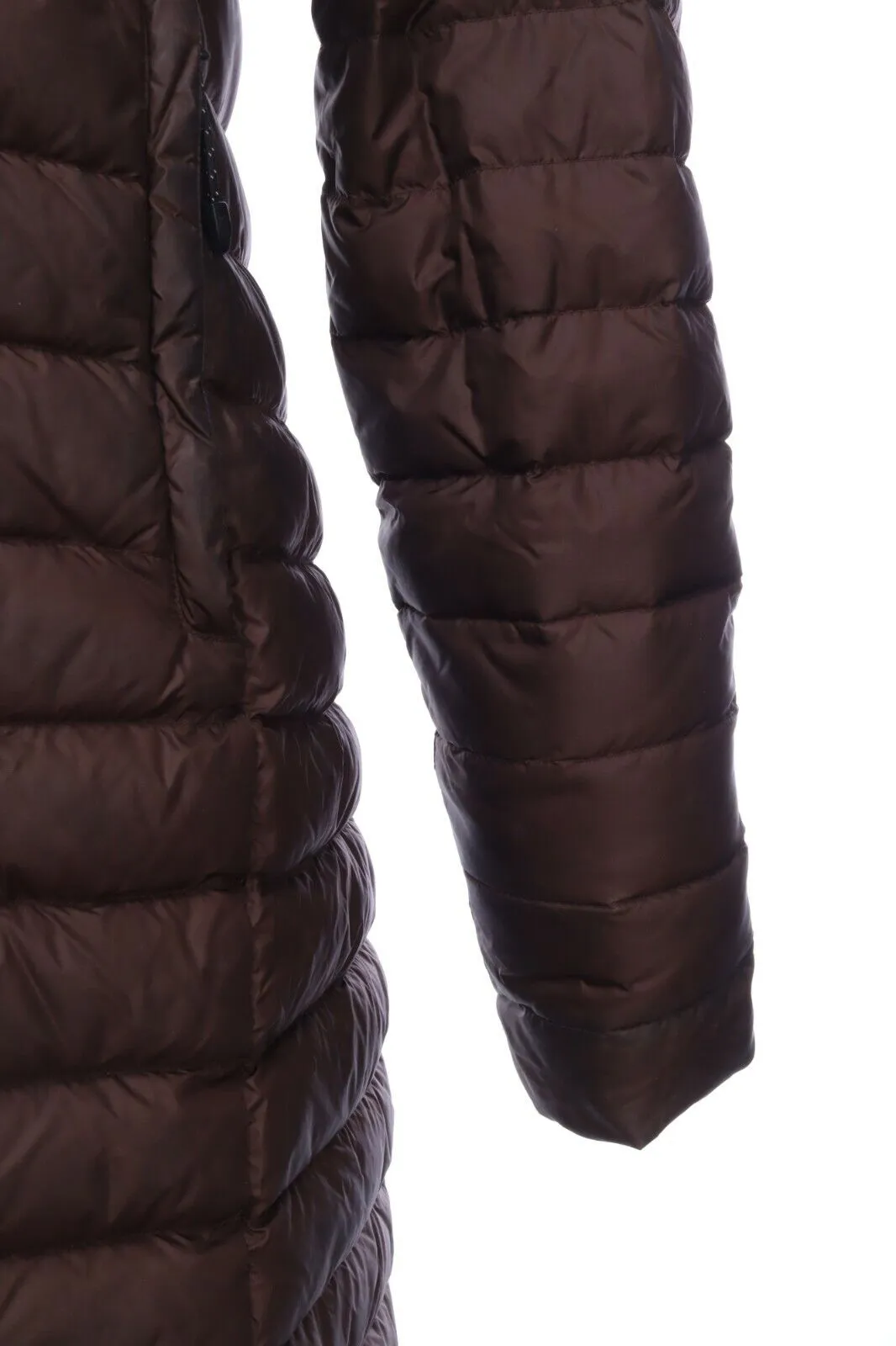 FJALLRAVEN Brown Hooded Quilted Down Long Coat Size S