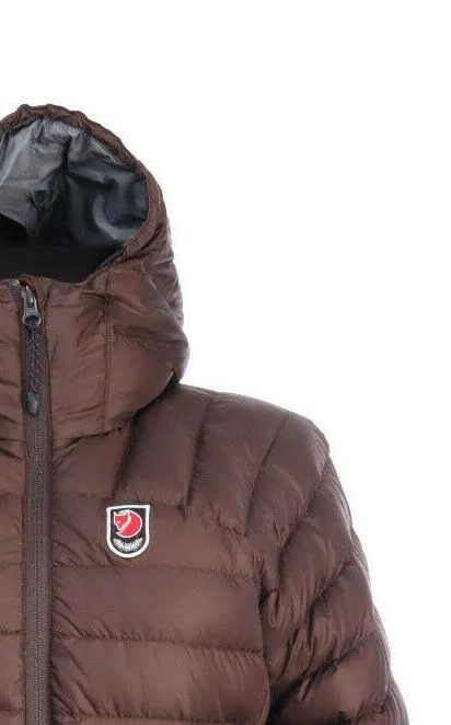 FJALLRAVEN Brown Hooded Quilted Down Long Coat Size S