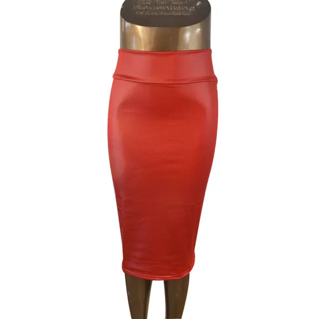 free shipping plus size high-waist faux leather pencil skirt black skirt 12 colors XS/S/M/L/XL