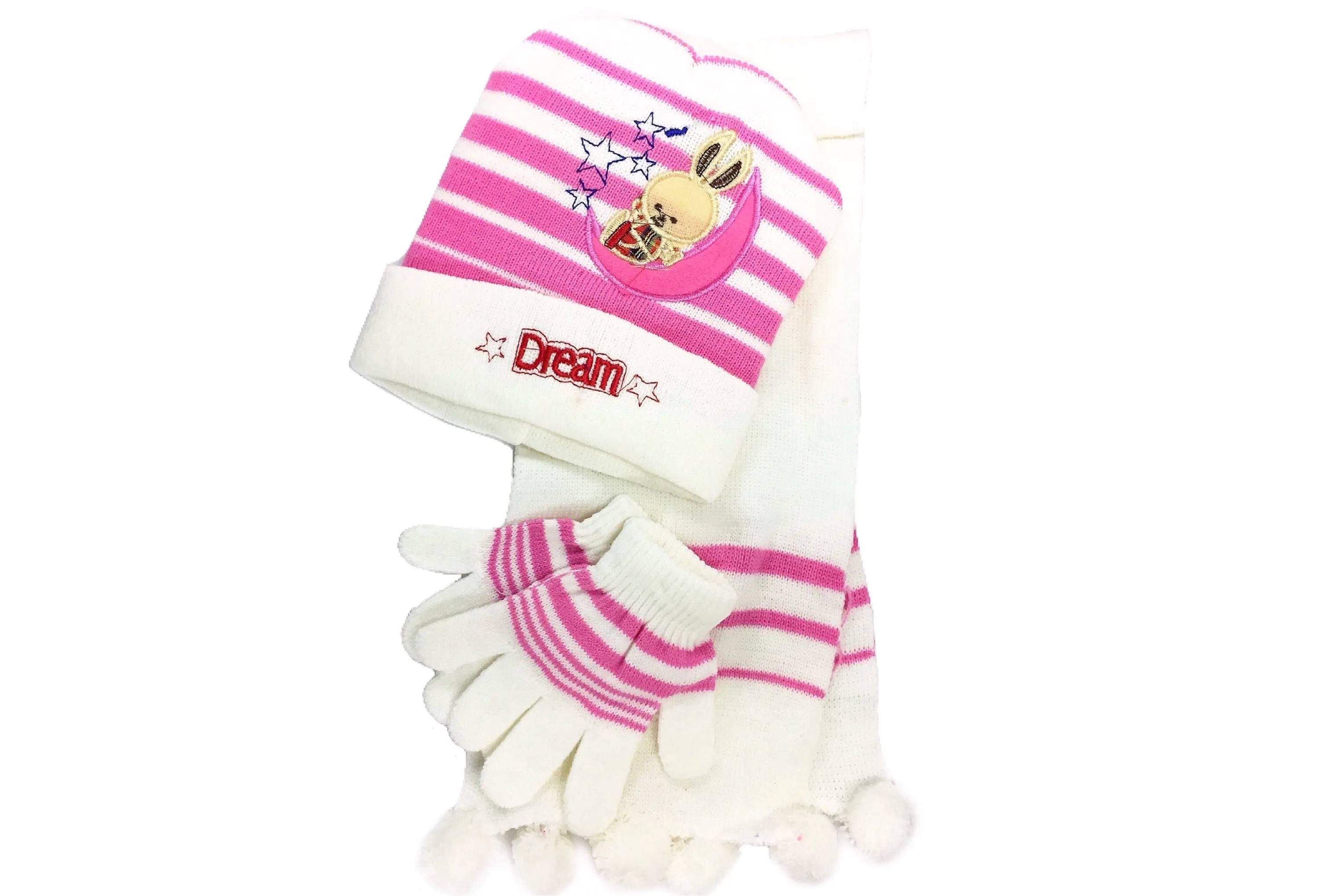 Girls' Scarf, Hat & Gloves Winter Cold Knit Set (3-Piece Set)