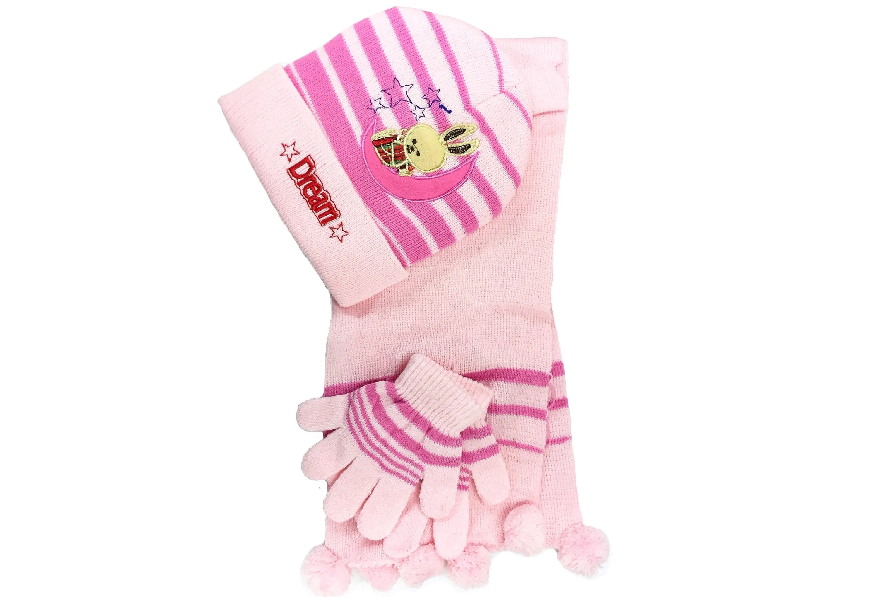 Girls' Scarf, Hat & Gloves Winter Cold Knit Set (3-Piece Set)