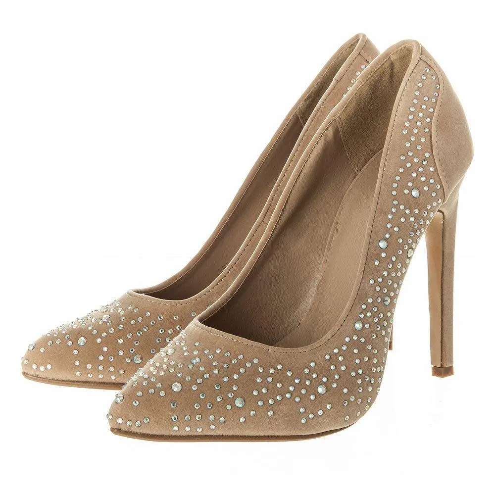 Hollyhock High Stiletto Heel Pointed Court Shoe With Studs