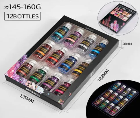 Holographic Chunky Glitter 12 Piece Set - MOQ 50 pcs