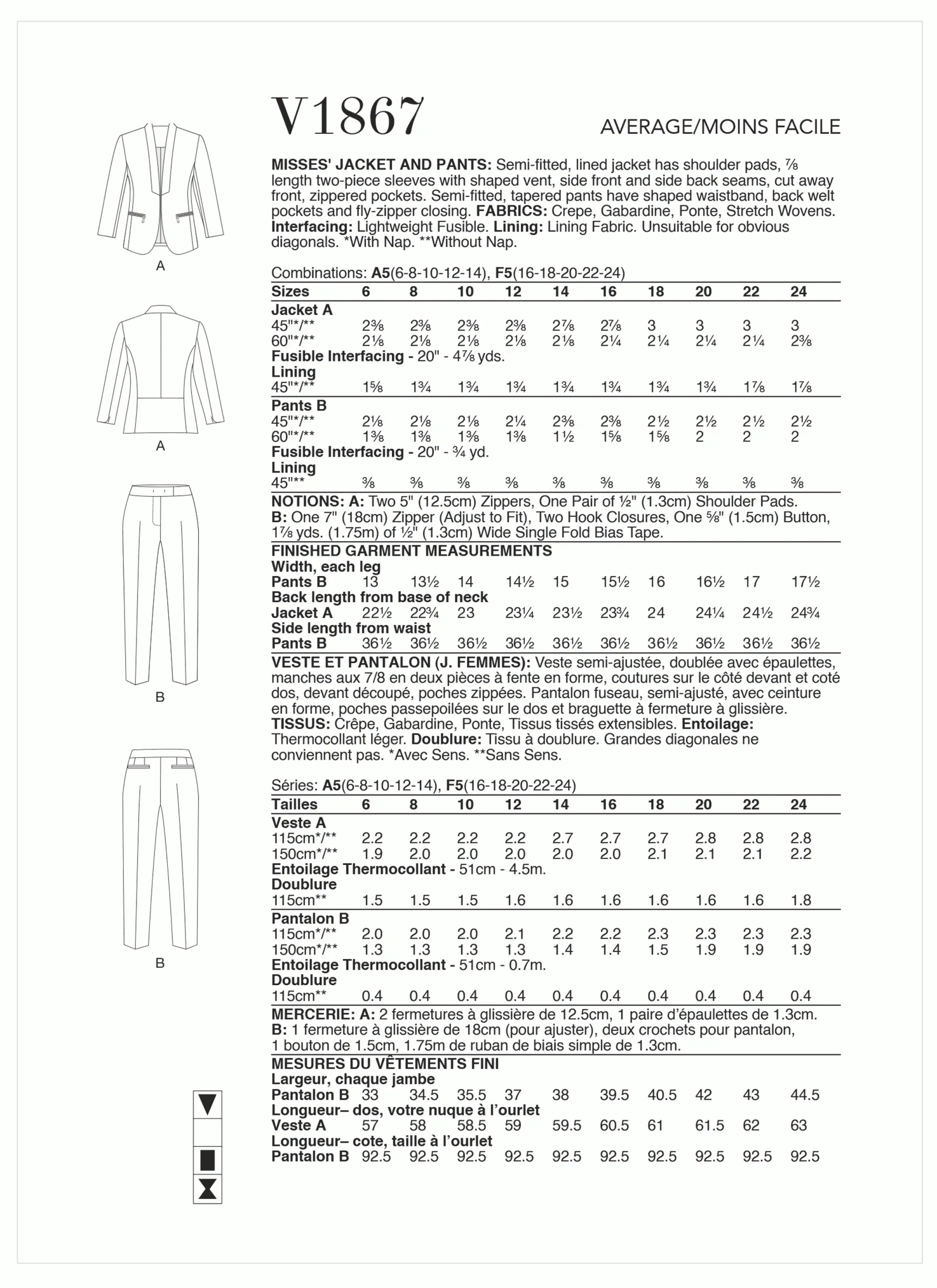 JACKET & TROUSERS - V1867