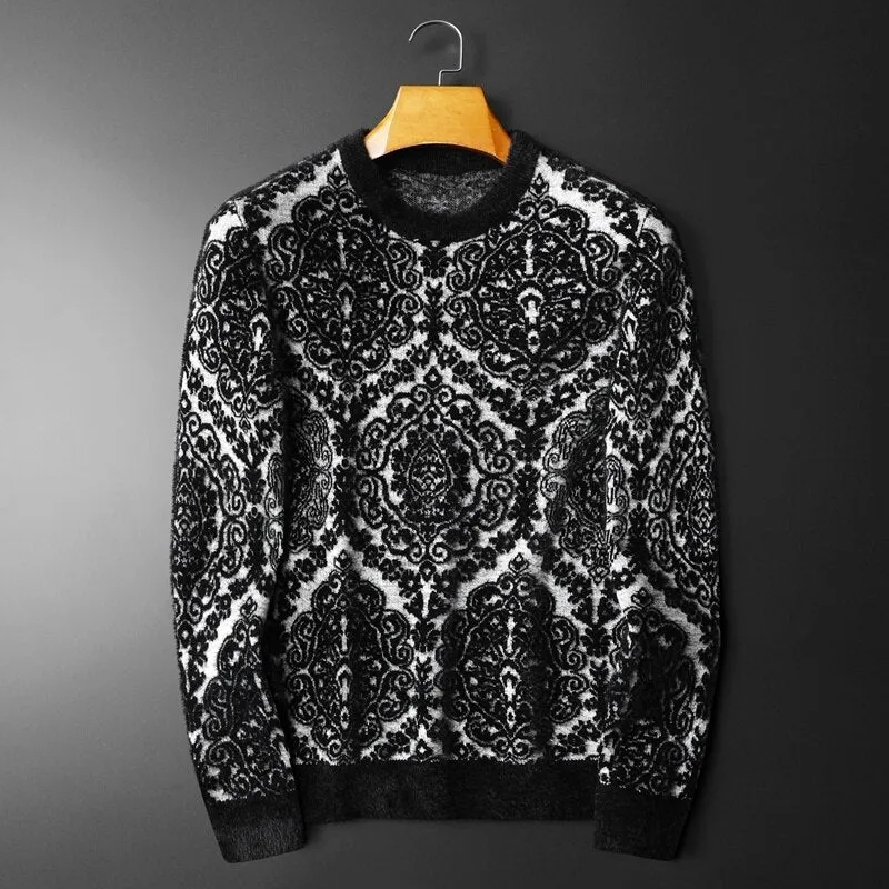 Jacquard Mink Fleece Pattern Acrylic Sweater