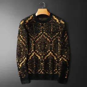 Jacquard Mink Fleece Pattern Acrylic Sweater