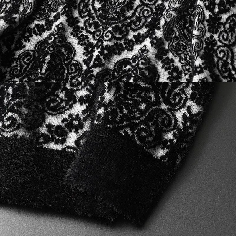 Jacquard Mink Fleece Pattern Acrylic Sweater