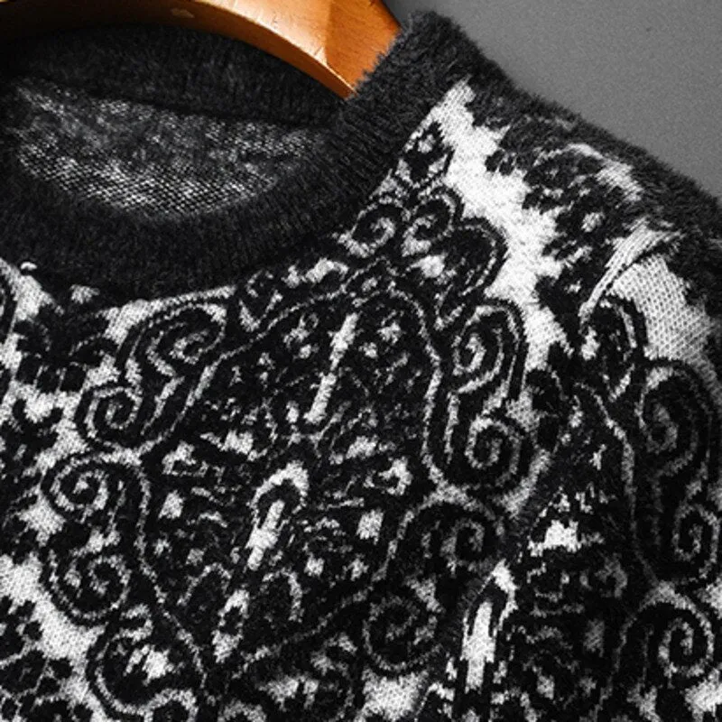 Jacquard Mink Fleece Pattern Acrylic Sweater