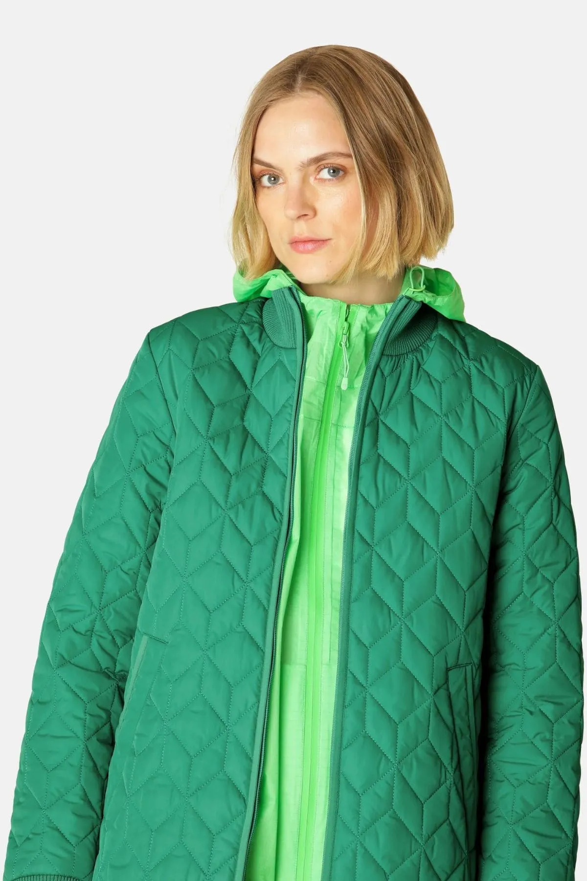 LONG QUILT COAT SEA PLANT