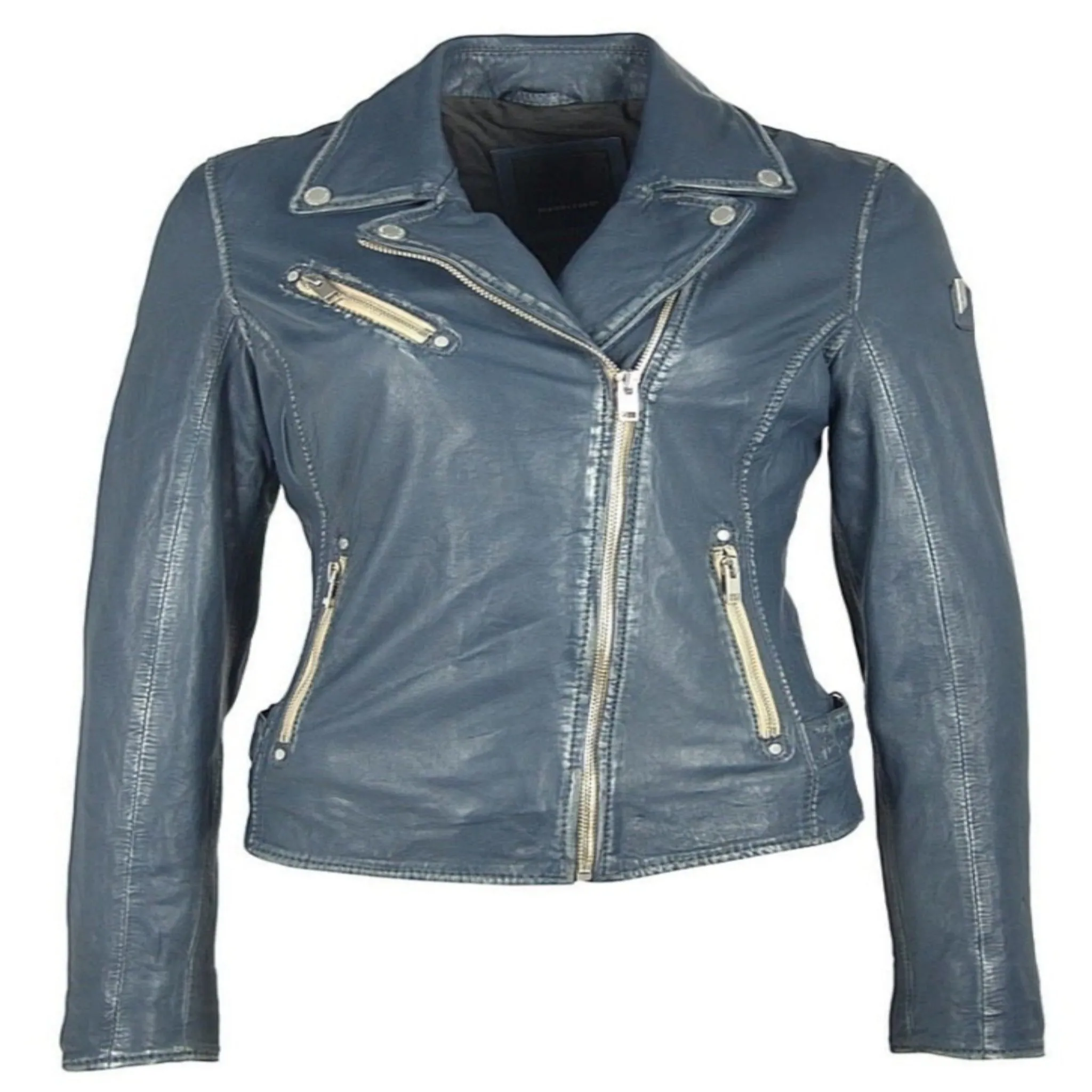 Mauritius - Sofia 4 RF Woman's Leather Jacket - Denim Blue