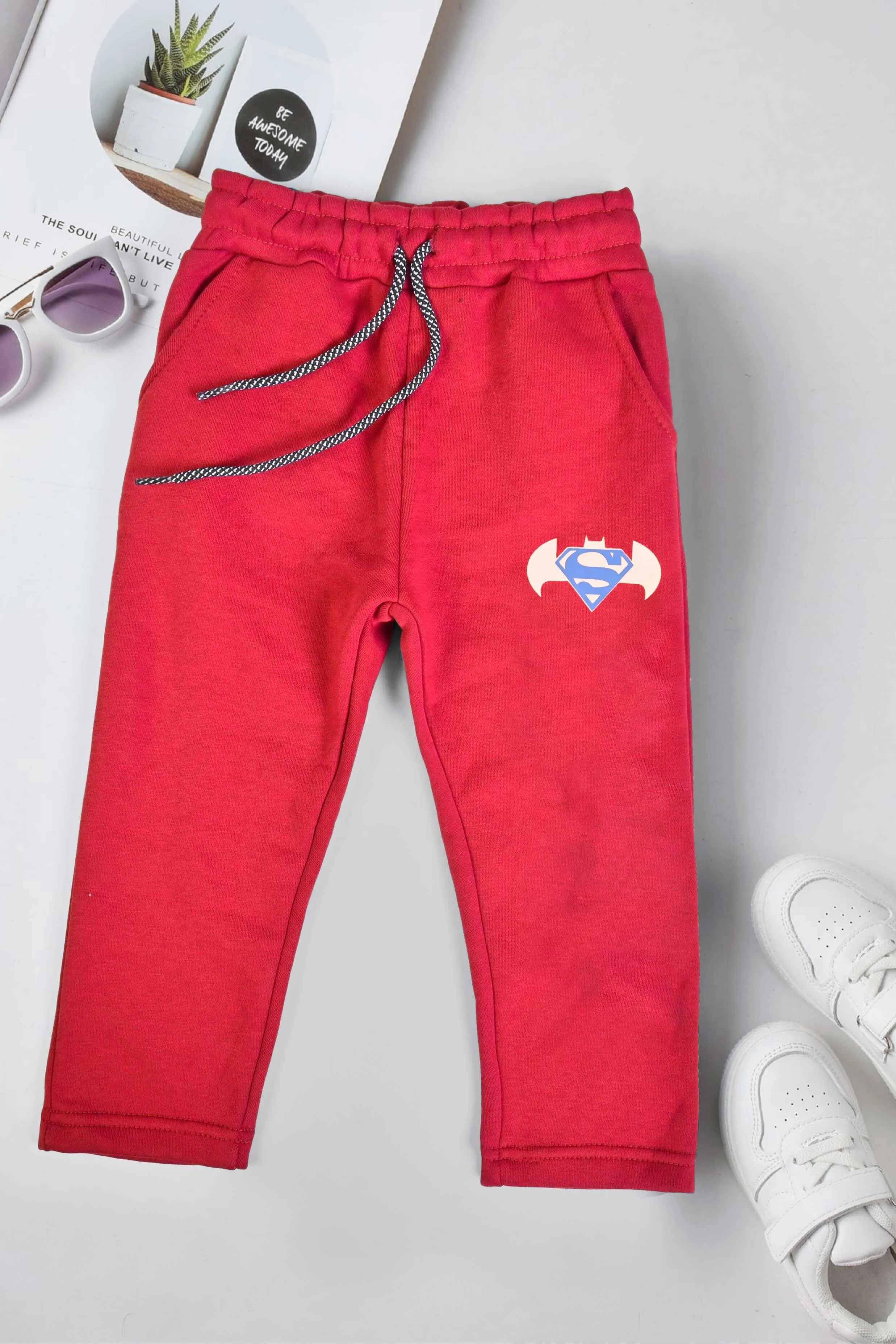 Max 21 Boy's Superman Logo Printed Fleece Trousers