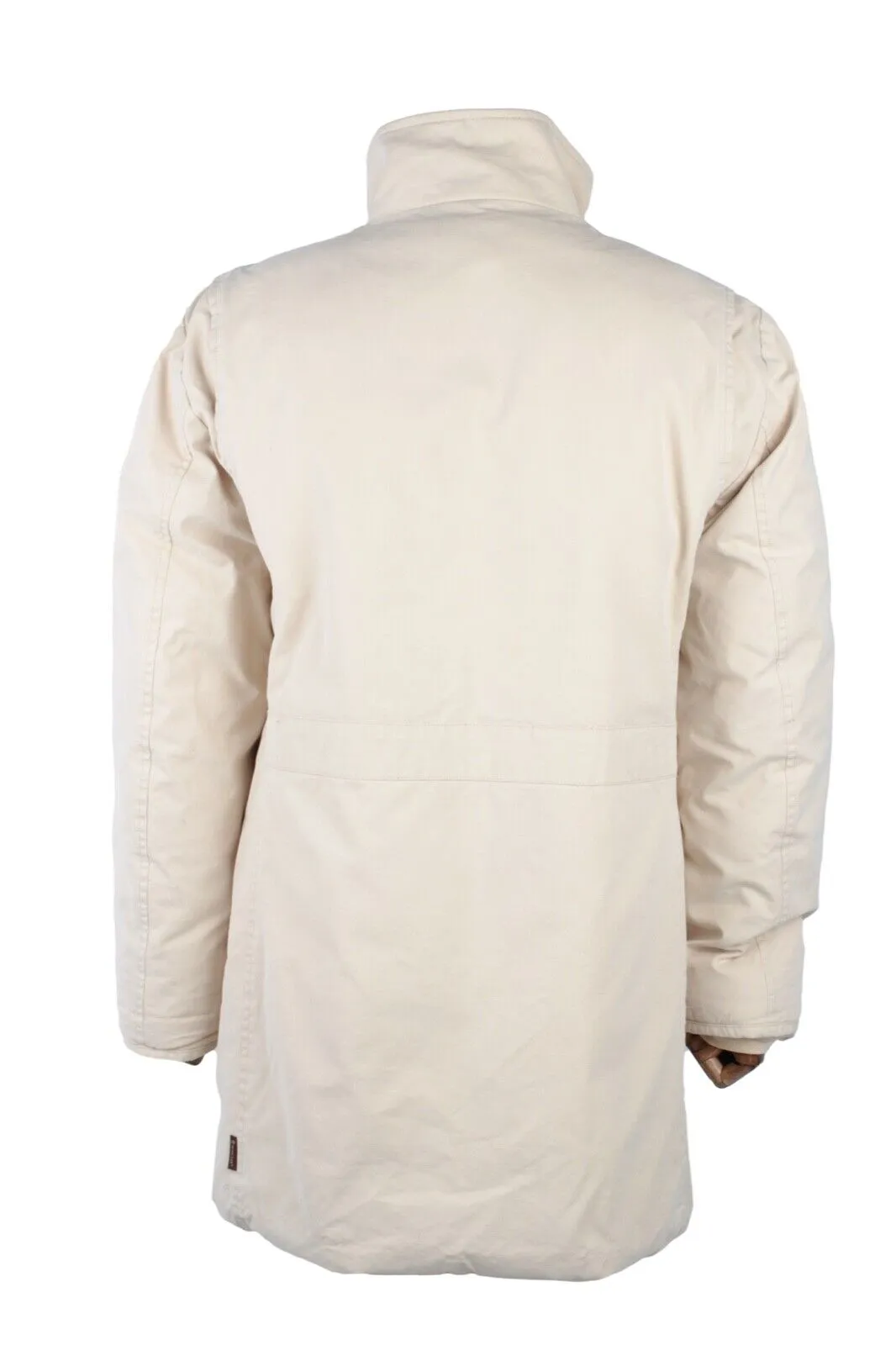 Men's Vintage MONCLER Beige Quilted Down Puffer Coat Long Jacket Size 6 / L