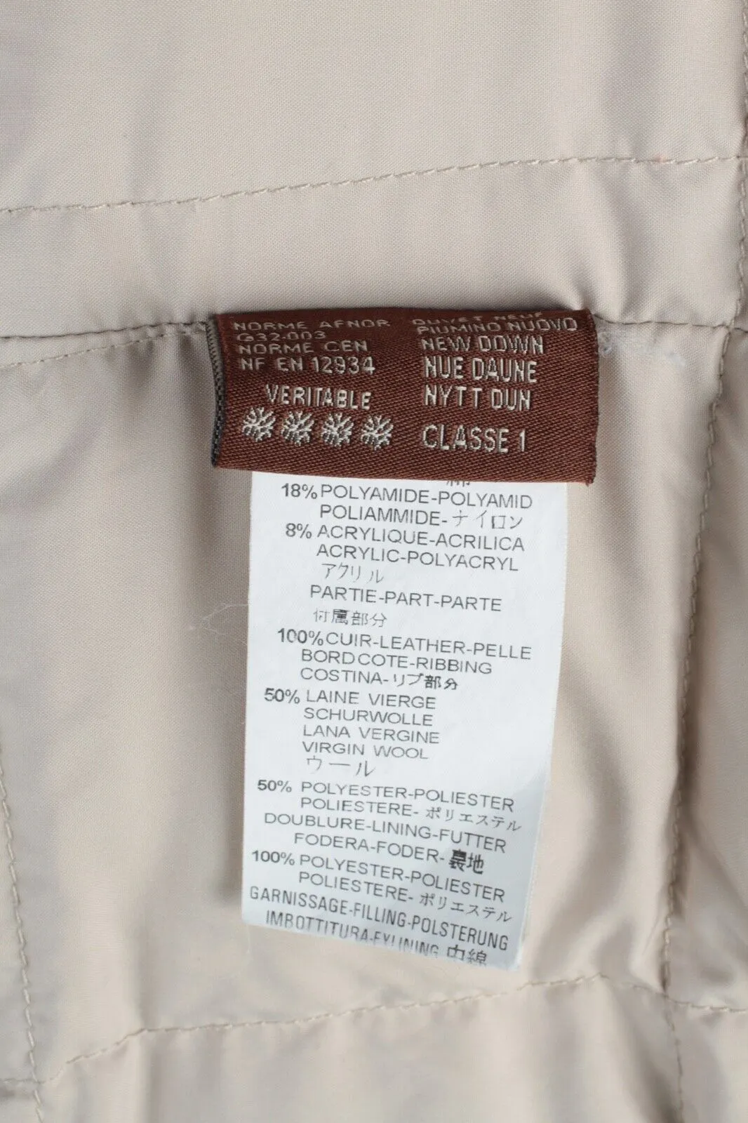 Men's Vintage MONCLER Beige Quilted Down Puffer Coat Long Jacket Size 6 / L