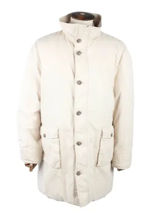 Men's Vintage MONCLER Beige Quilted Down Puffer Coat Long Jacket Size 6 / L