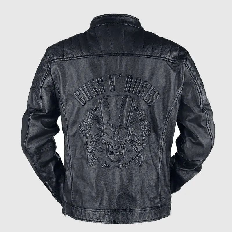 New High Quality Mens Fashion Roses Leather Jacket