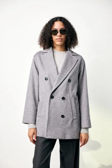 Pea Coat in Luxury Wool and Nylon Ultralight