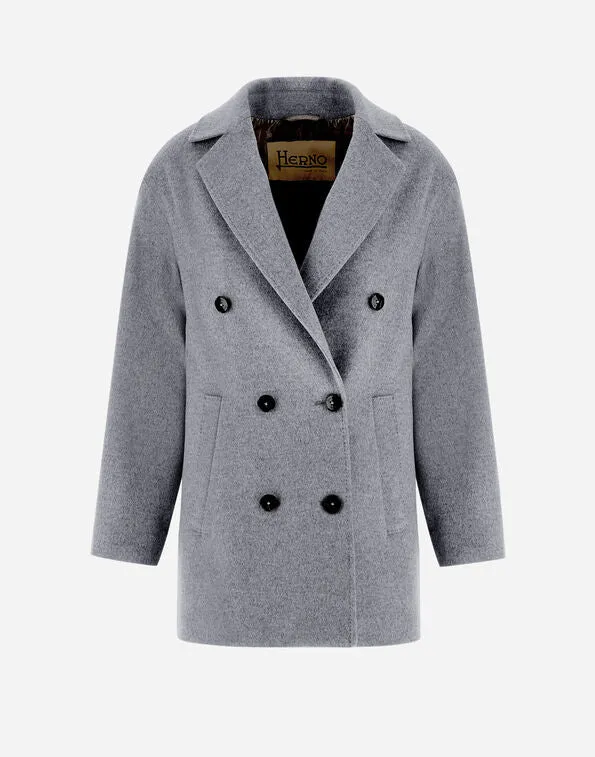 Pea Coat in Luxury Wool and Nylon Ultralight