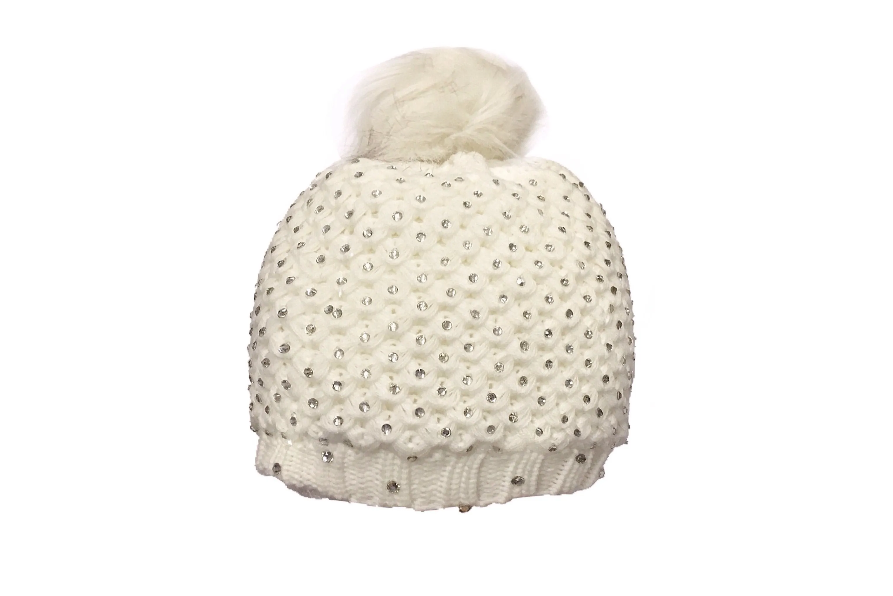 Pom Pom Rhinestone Beanie   Scarf Set