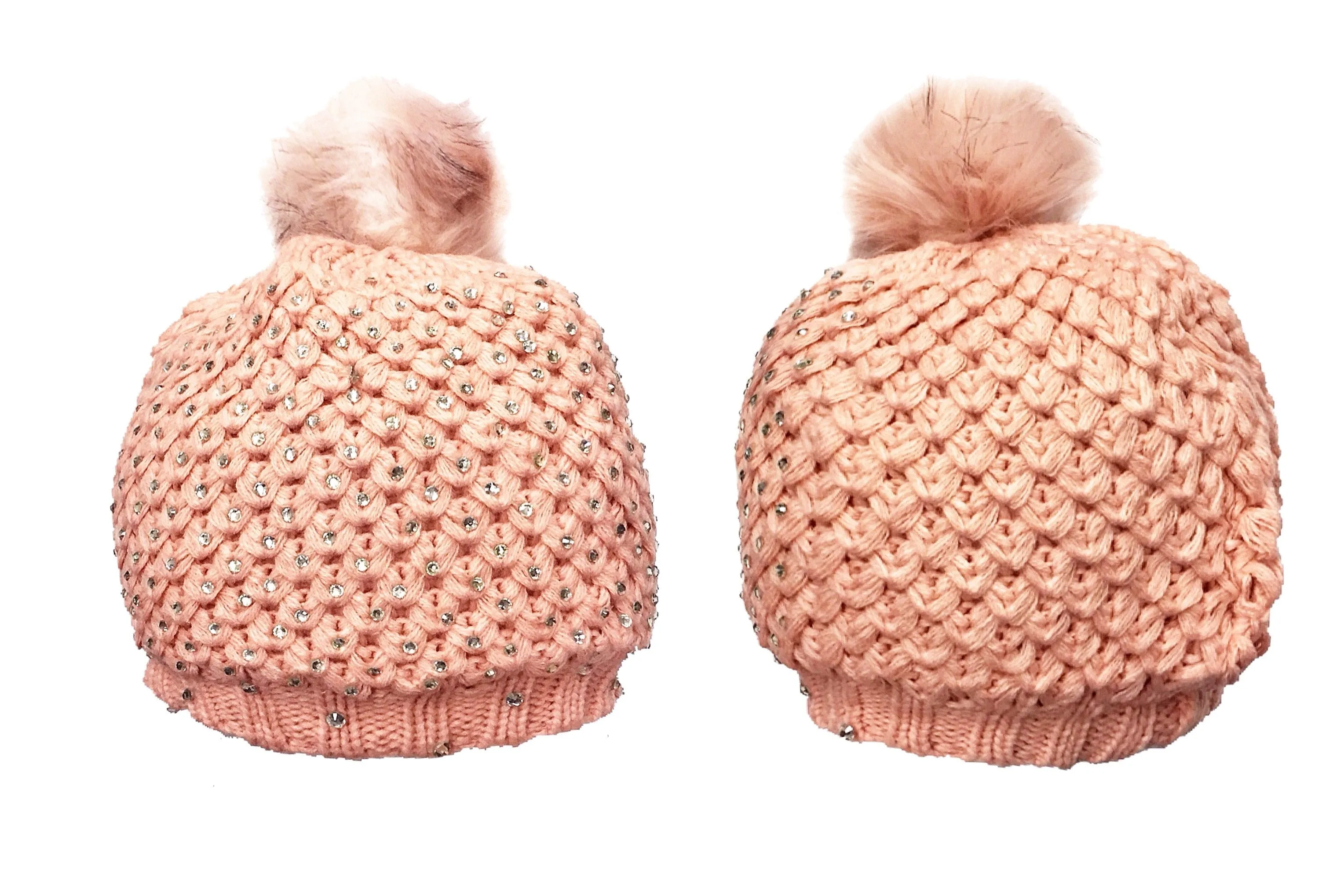 Pom Pom Rhinestone Beanie   Scarf Set