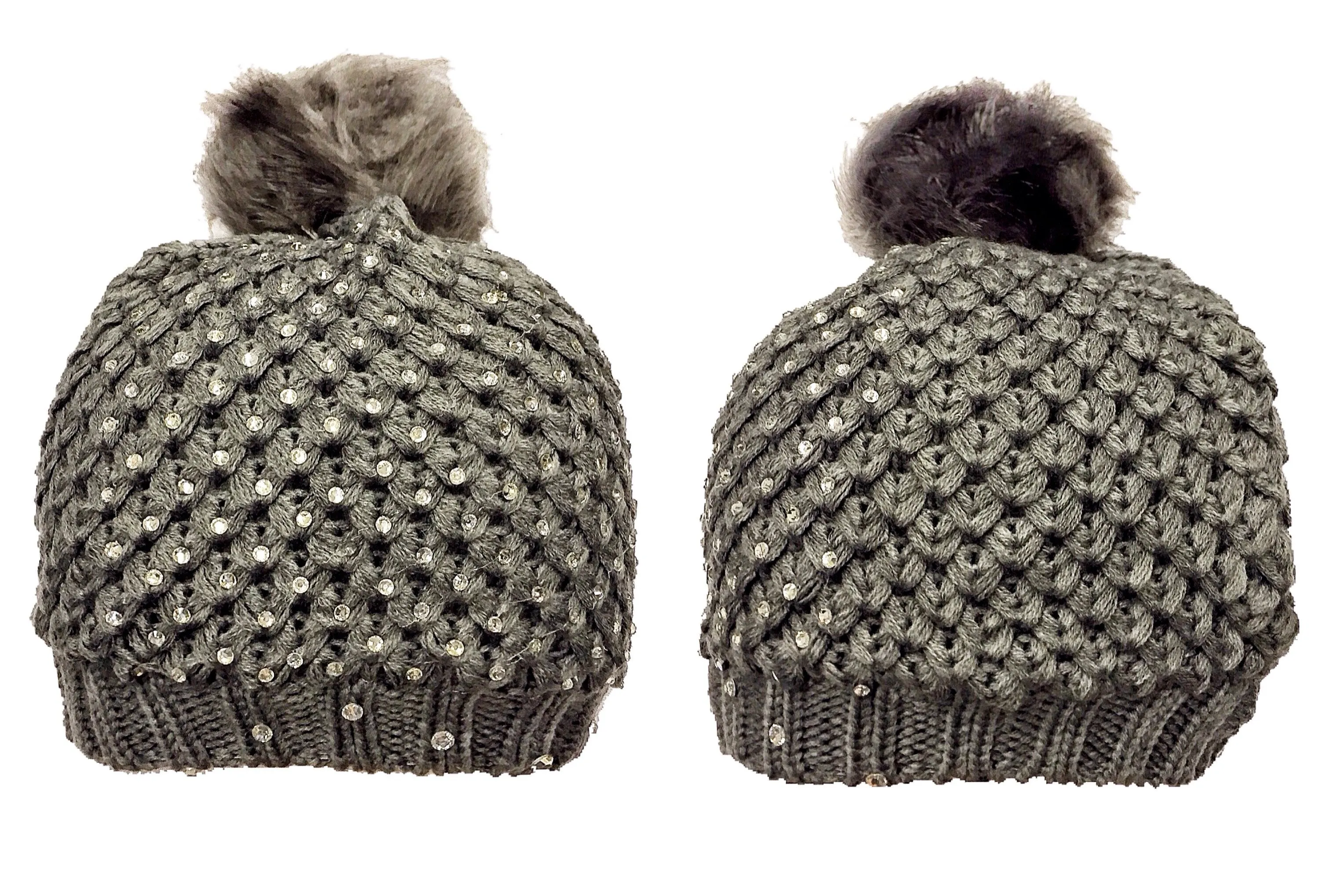 Pom Pom Rhinestone Beanie   Scarf Set