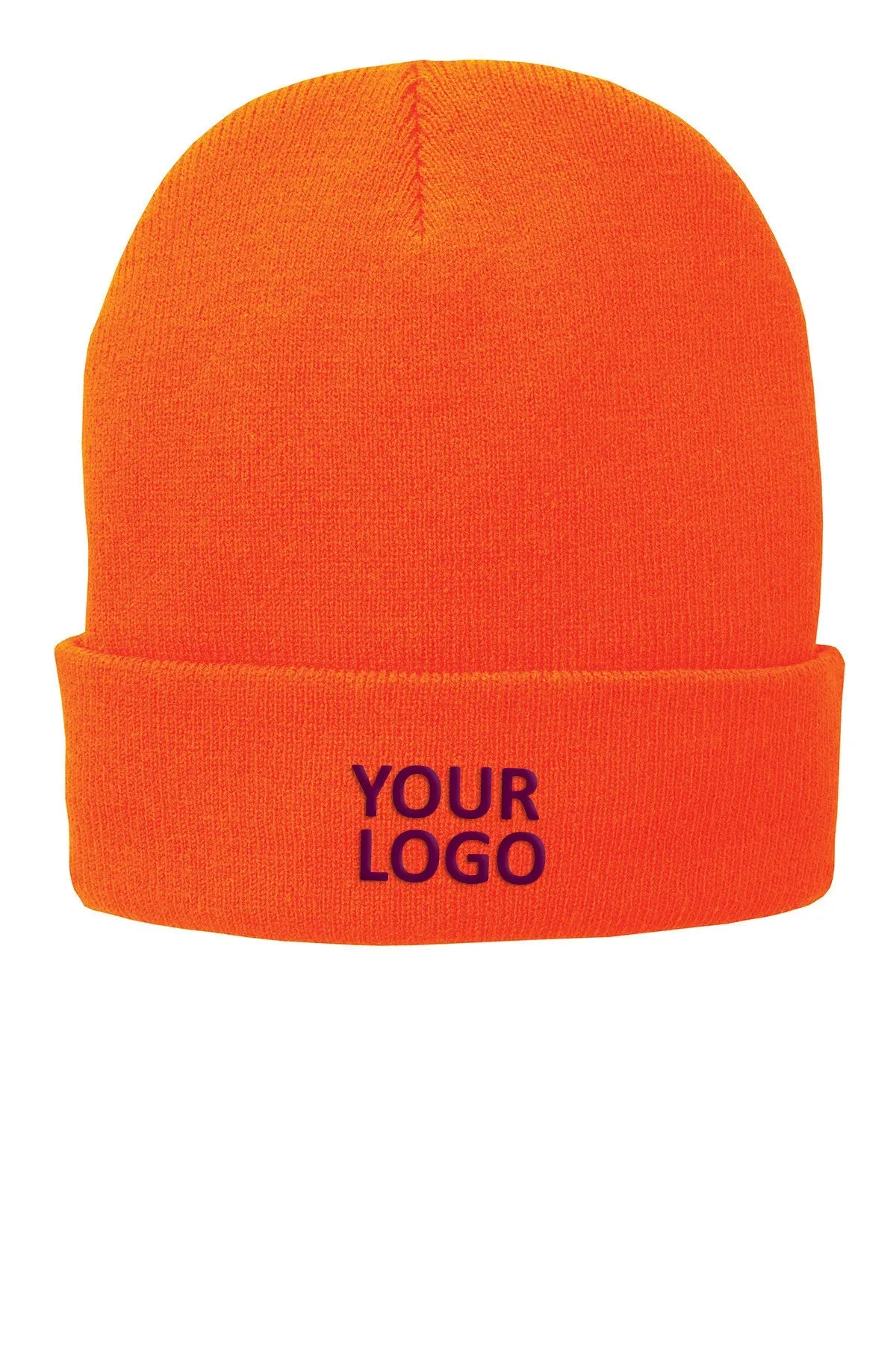 Port & Company Fleece Lined Branded Knit Caps, Orange