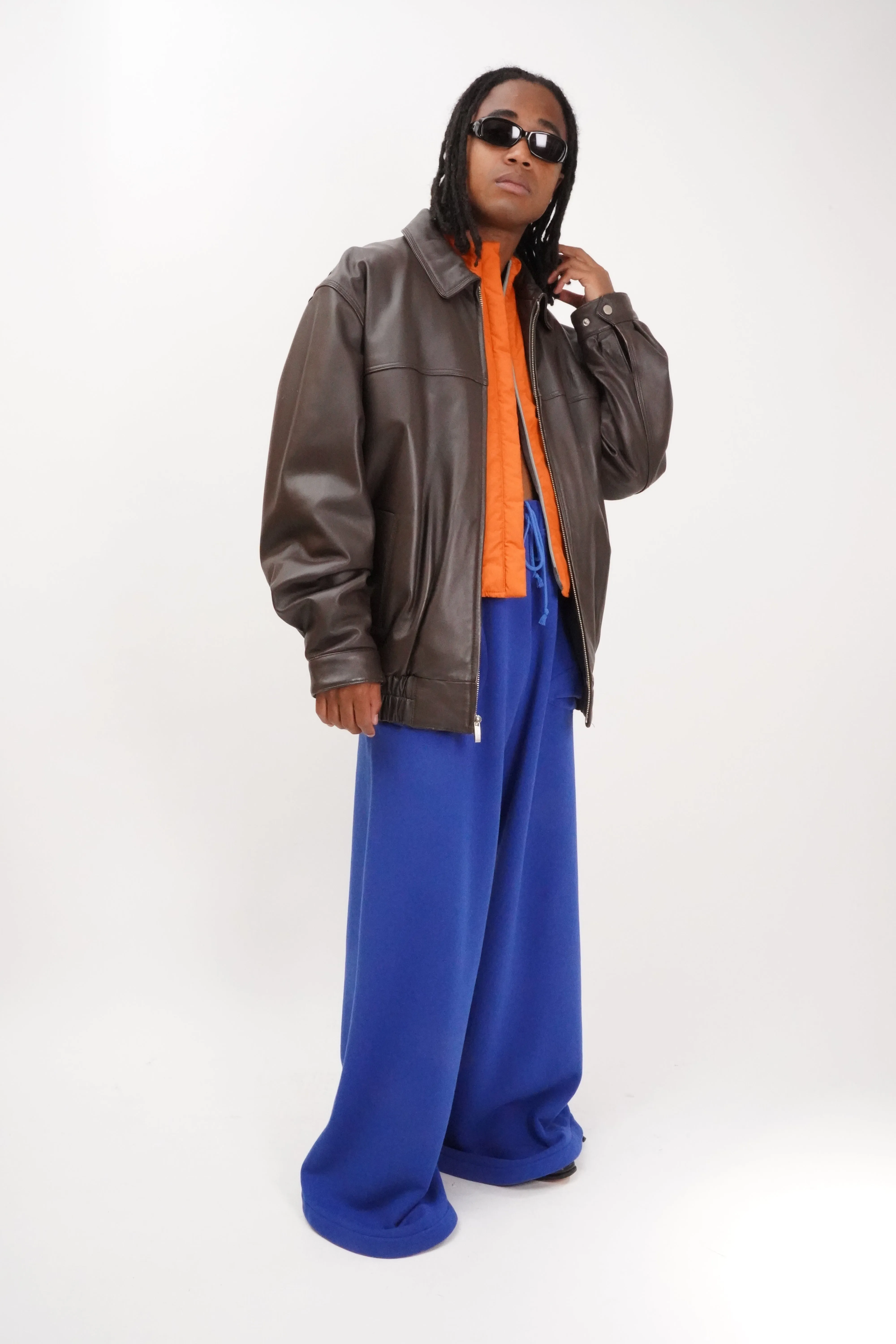 "Sean John" -Emboss Logo Leather Jacket-
