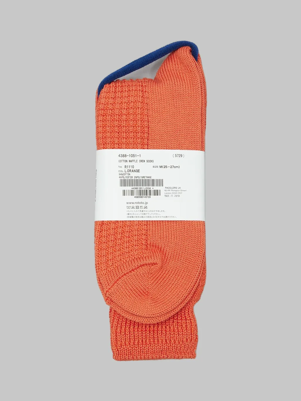 ROTOTO Cotton Waffle Crew Socks Light Orange